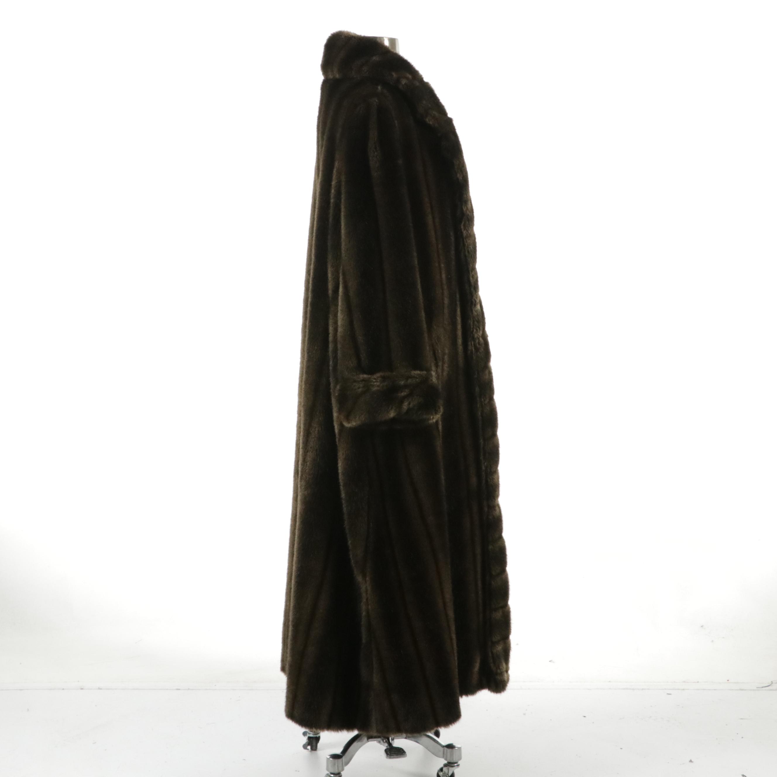 Dennis Basso for Saks Fifth Avenue Faux Fur Shawl Collar Long Coat