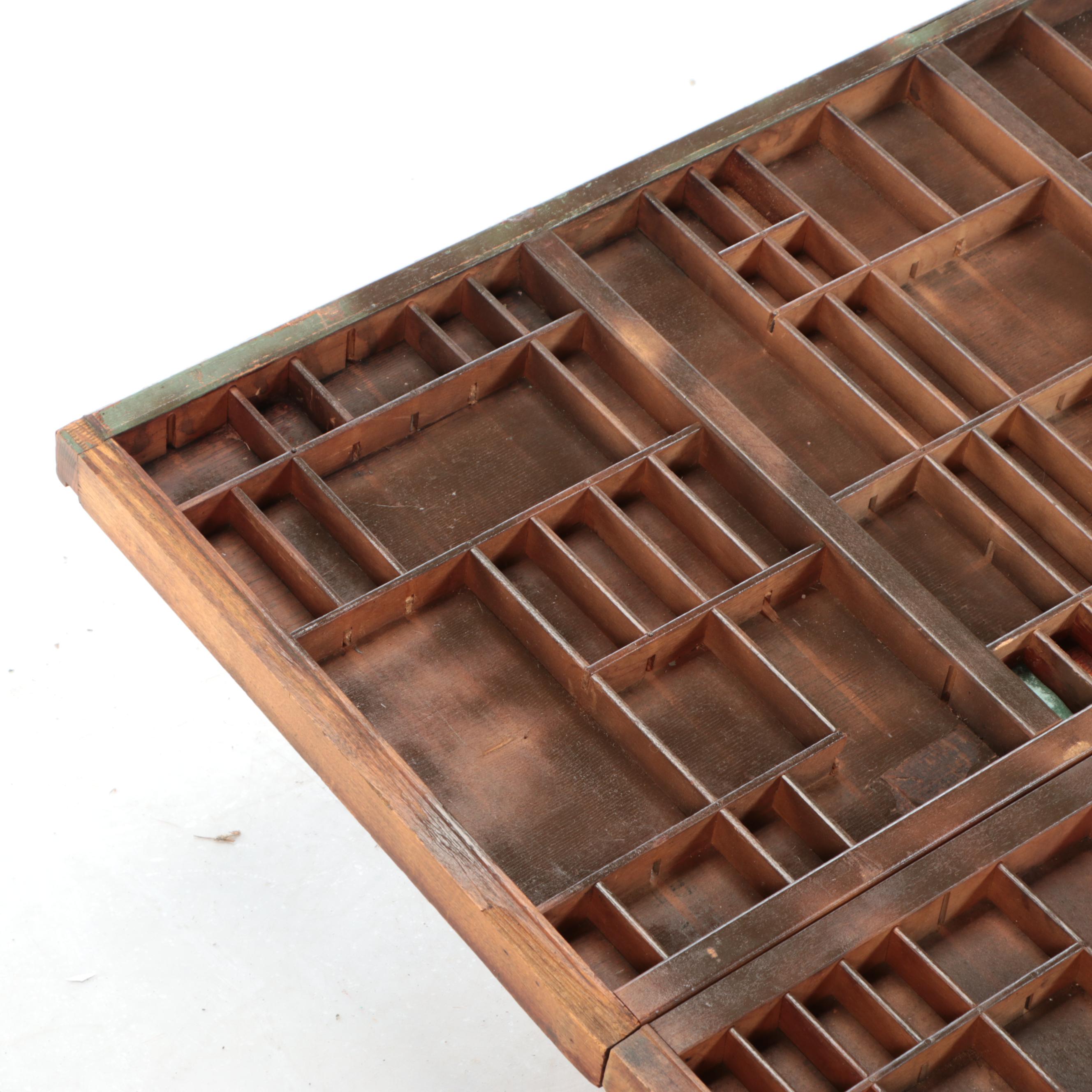 Wooden Printer's Letterpress Typeset Tray