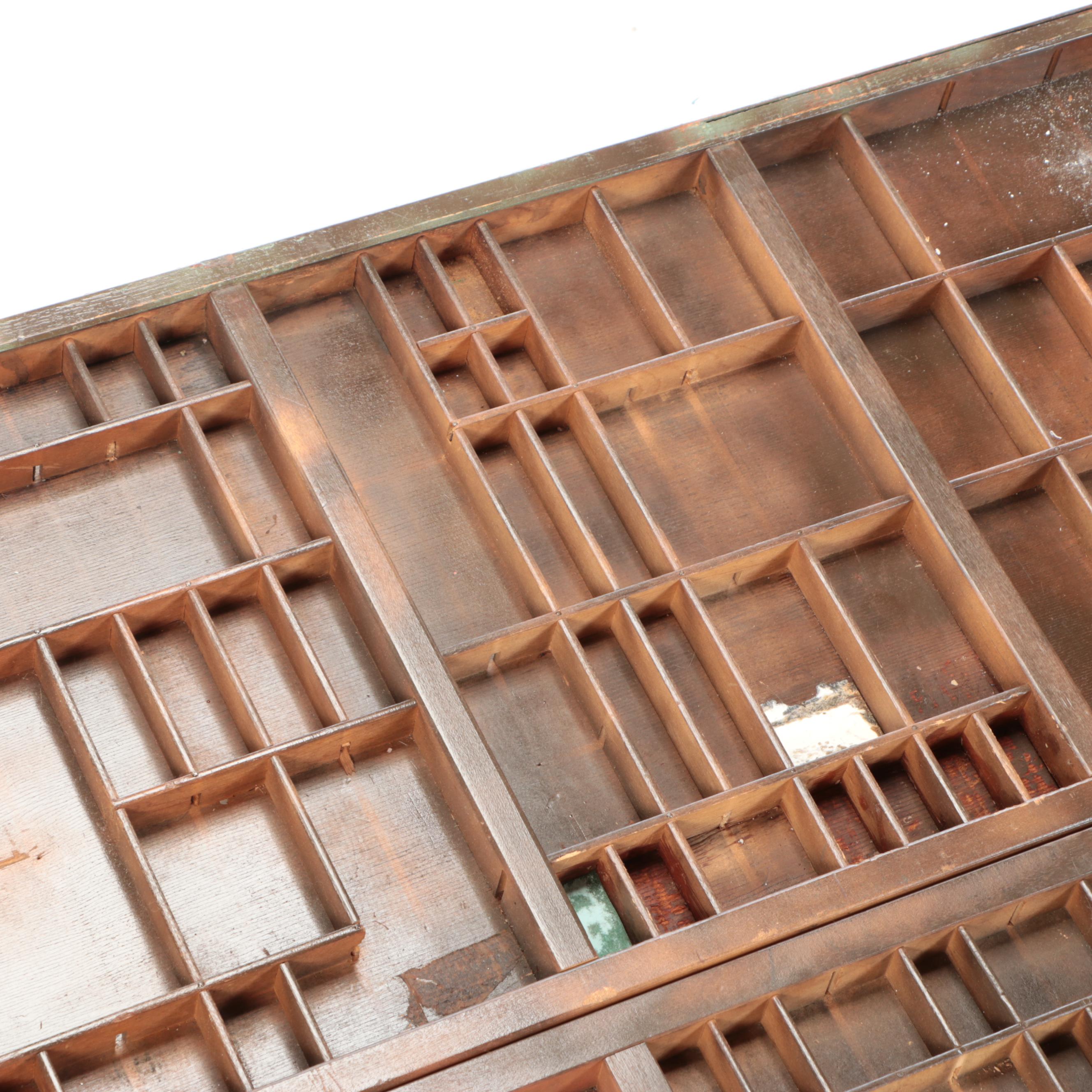 Wooden Printer's Letterpress Typeset Tray
