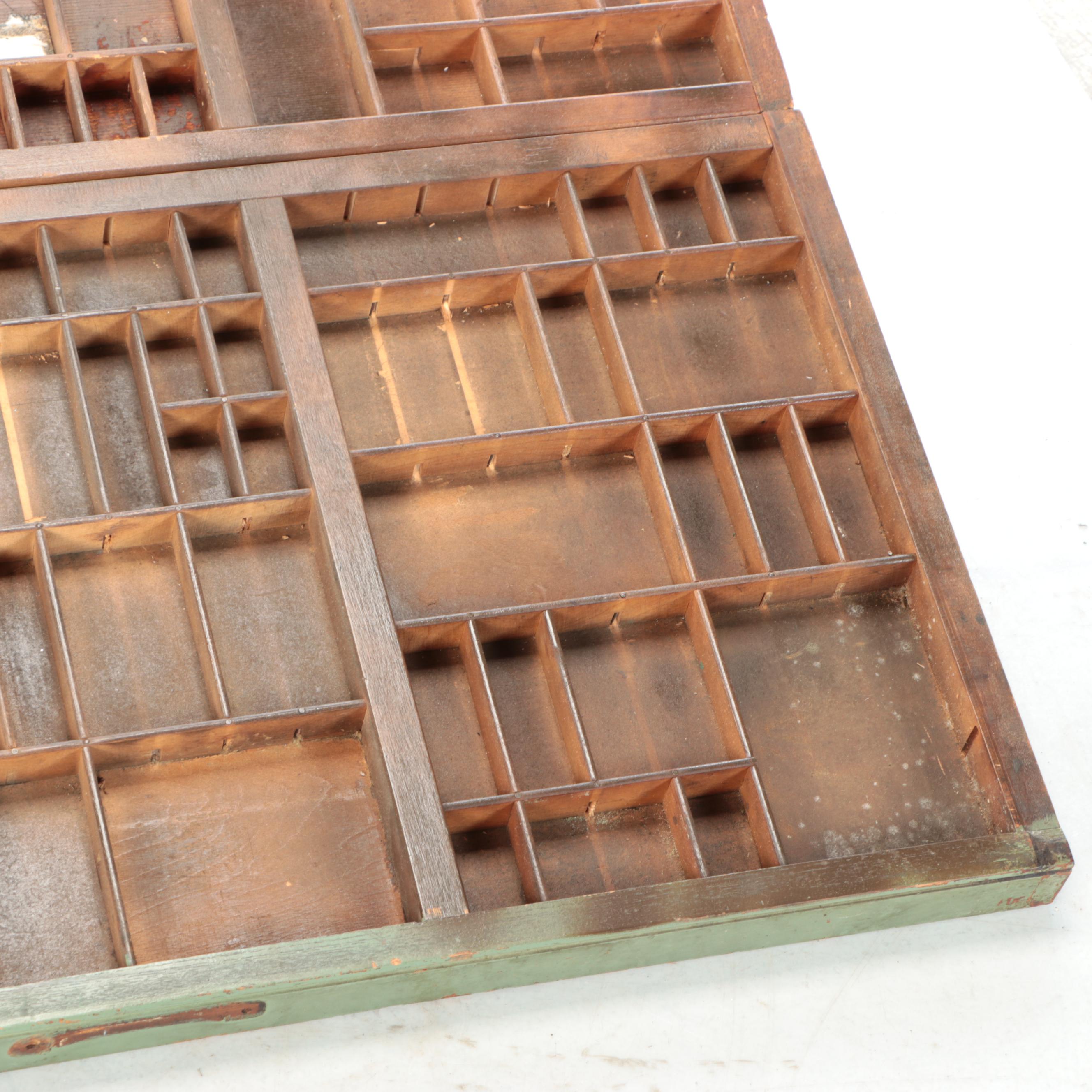 Wooden Printer's Letterpress Typeset Tray