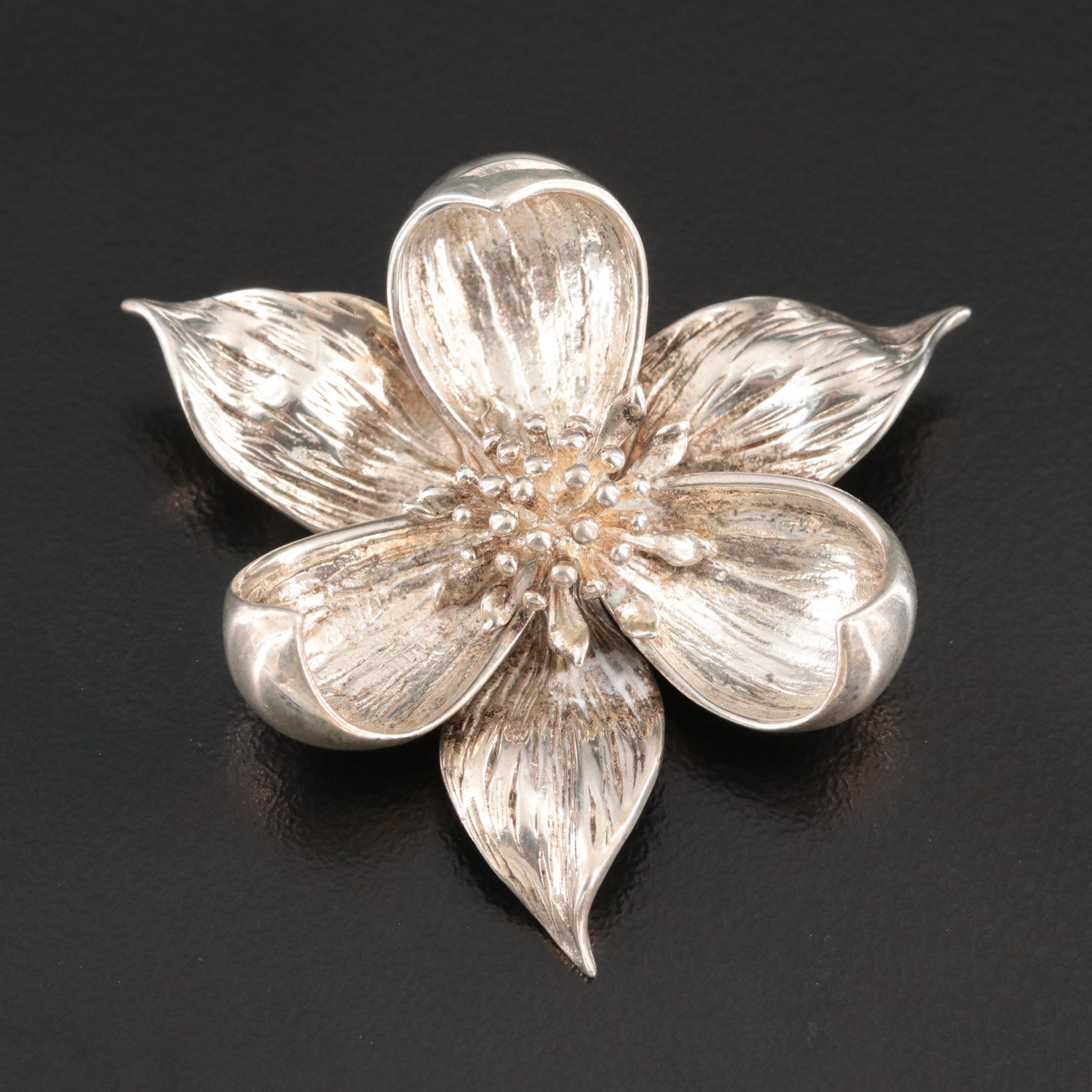 Tiffany & Co. Sterling Orchid Flower Brooch