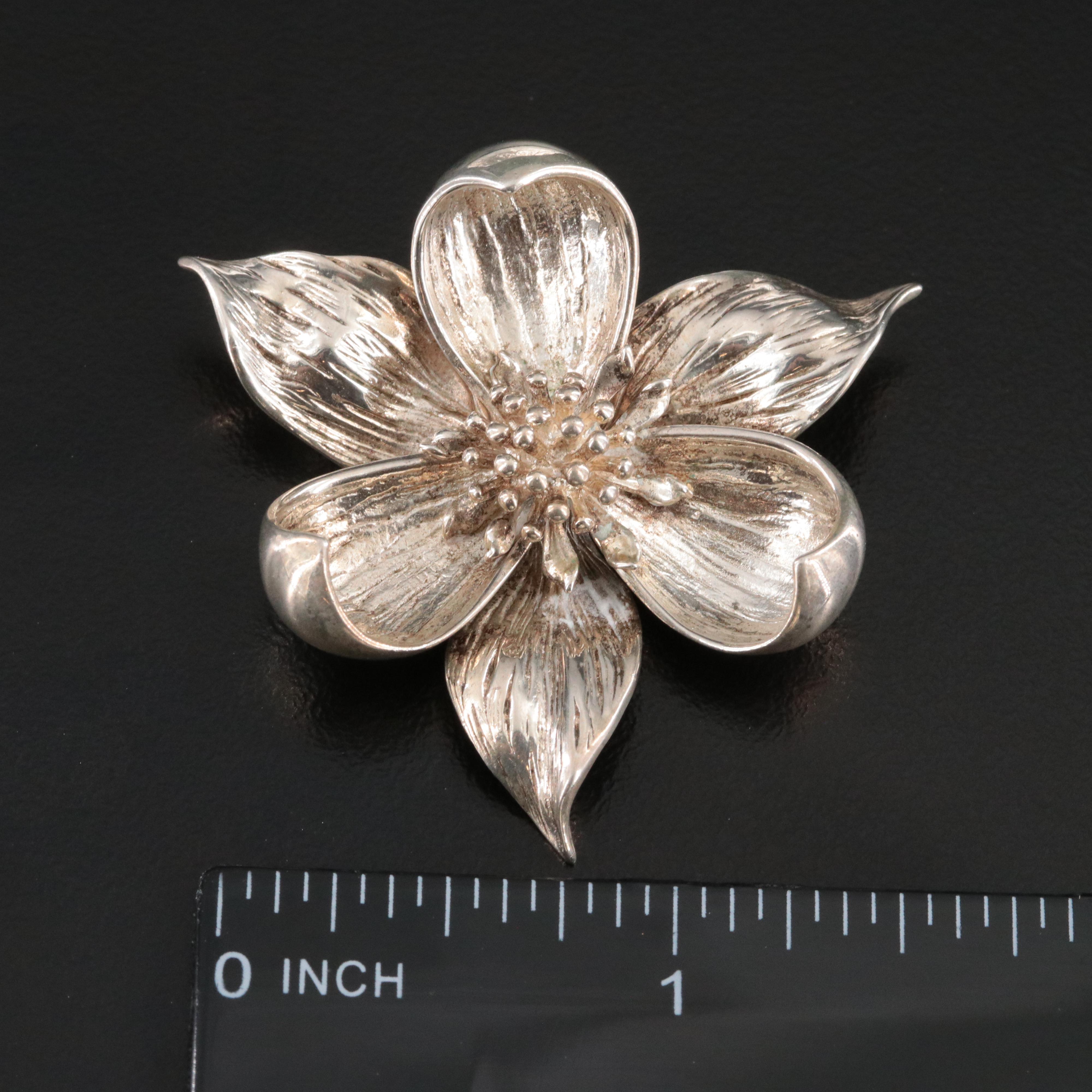 Tiffany & Co. Sterling Orchid Flower Brooch