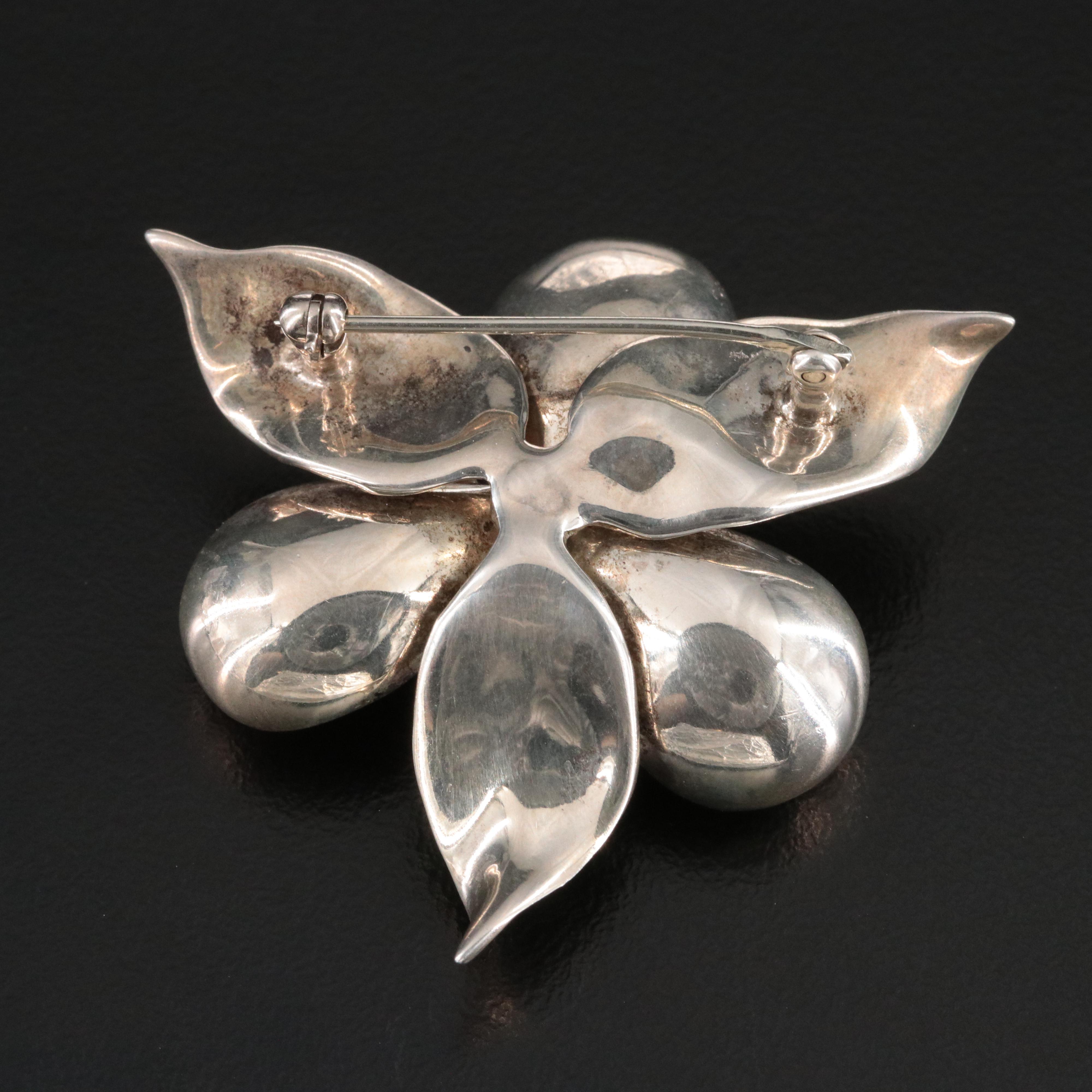 Tiffany & Co. Sterling Orchid Flower Brooch