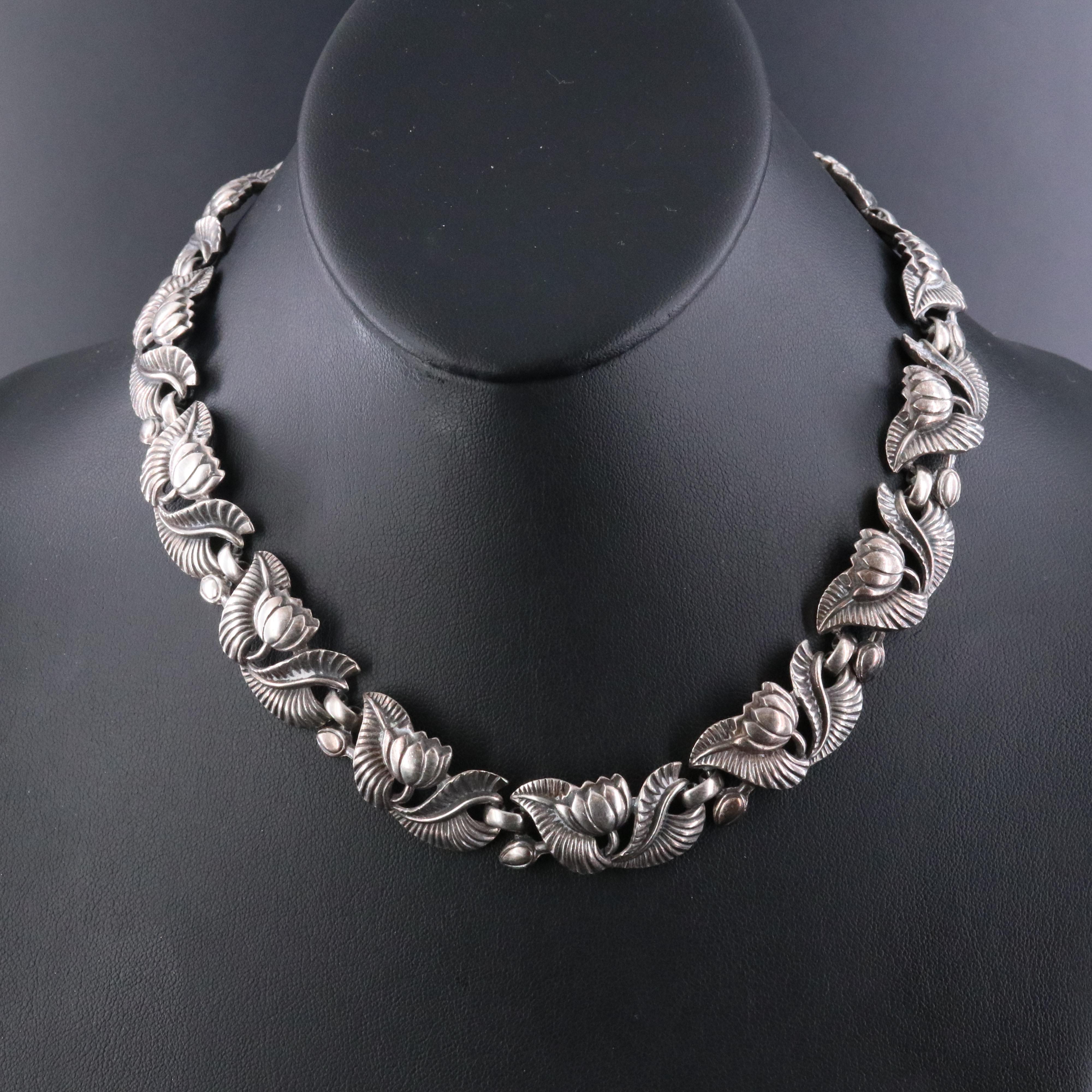 Vintage Crown Trifari and Trifari Floral Necklace and Bracelet