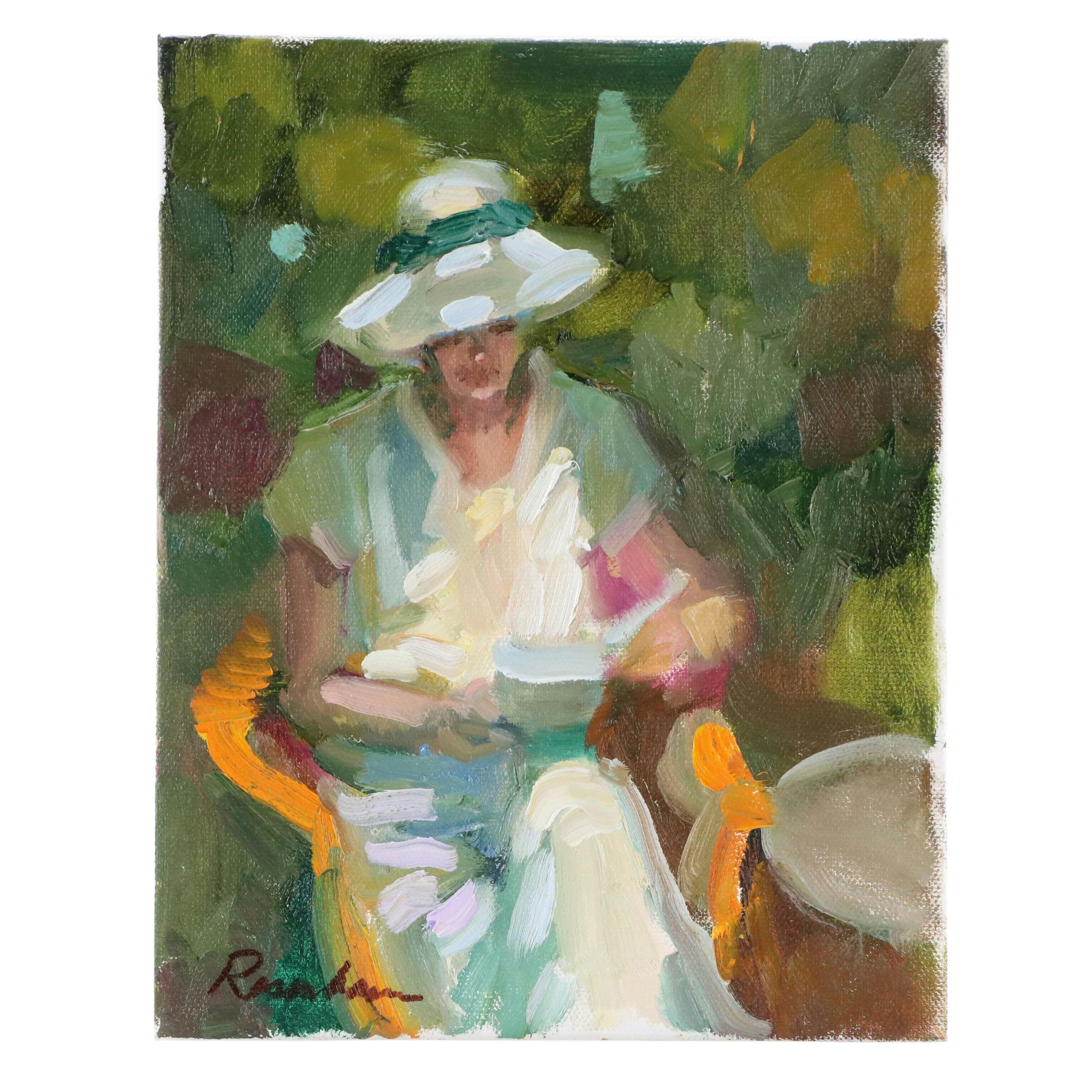 Sally Rosenbaum Oil Painting of Figure Reading, 21st Century