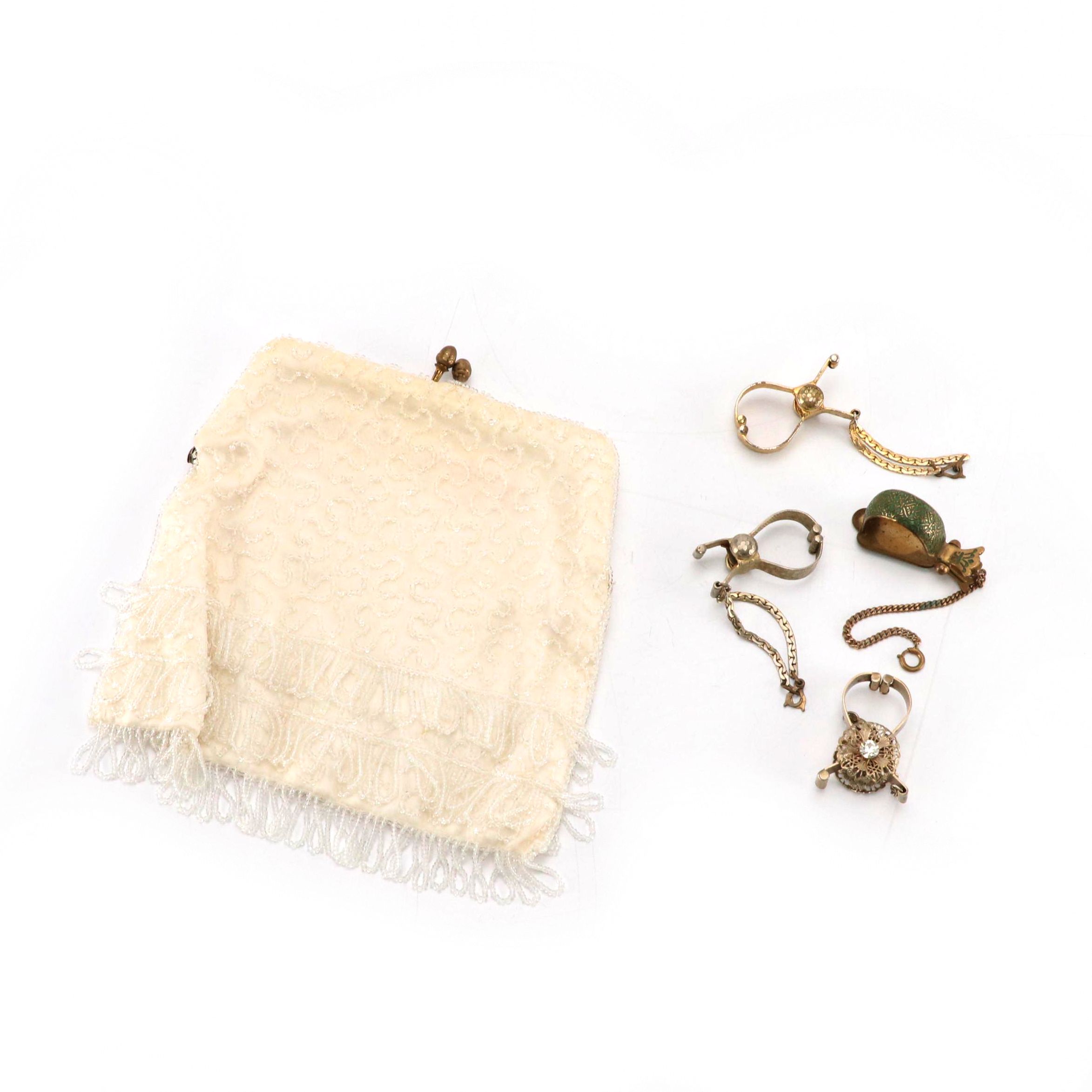 Belgian Beaded Bag for Shillito's and Other Glove Clips, Mid-20th Century