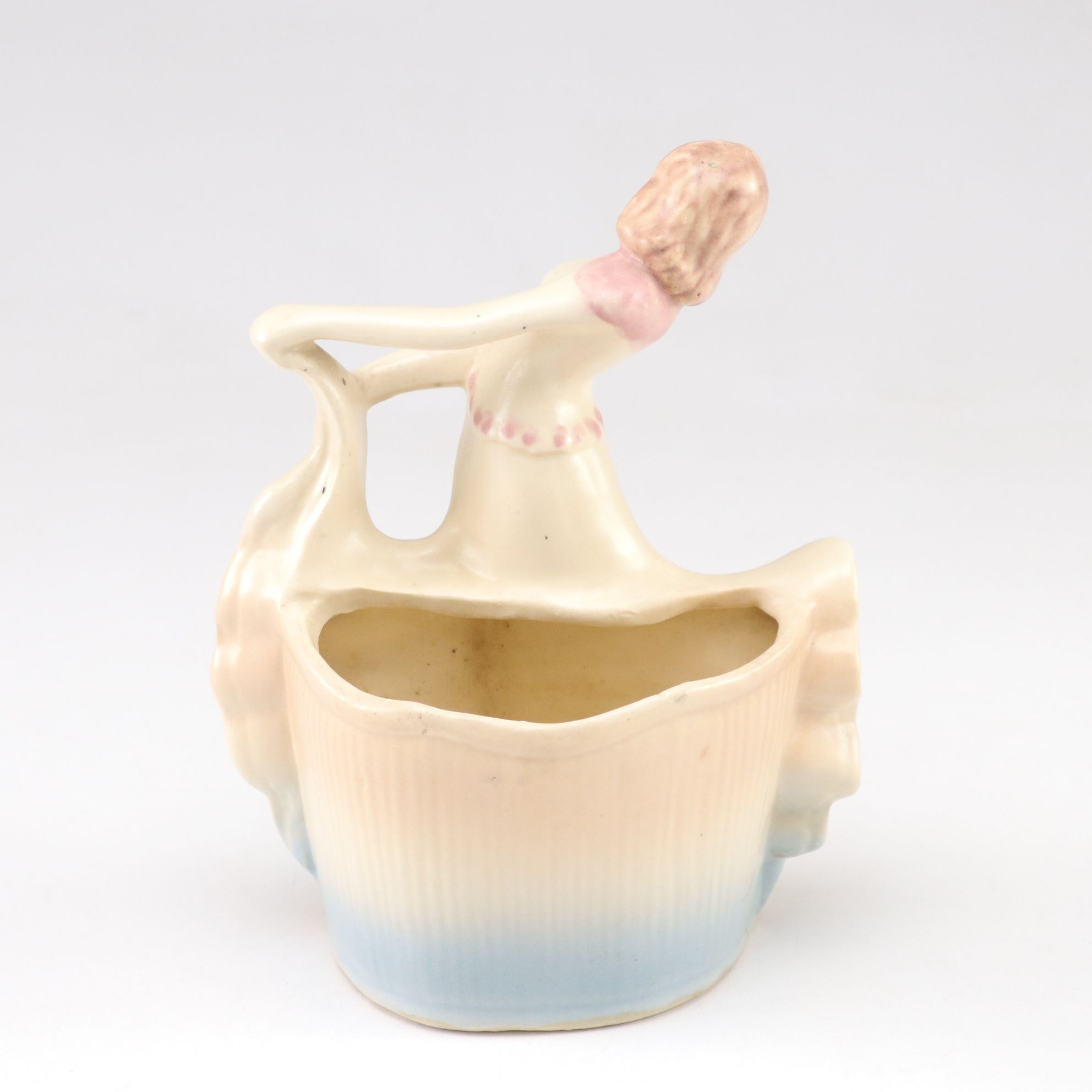 Ceramic Lady Head Vase, with Dancer, and Occupied Japan Basket Planter