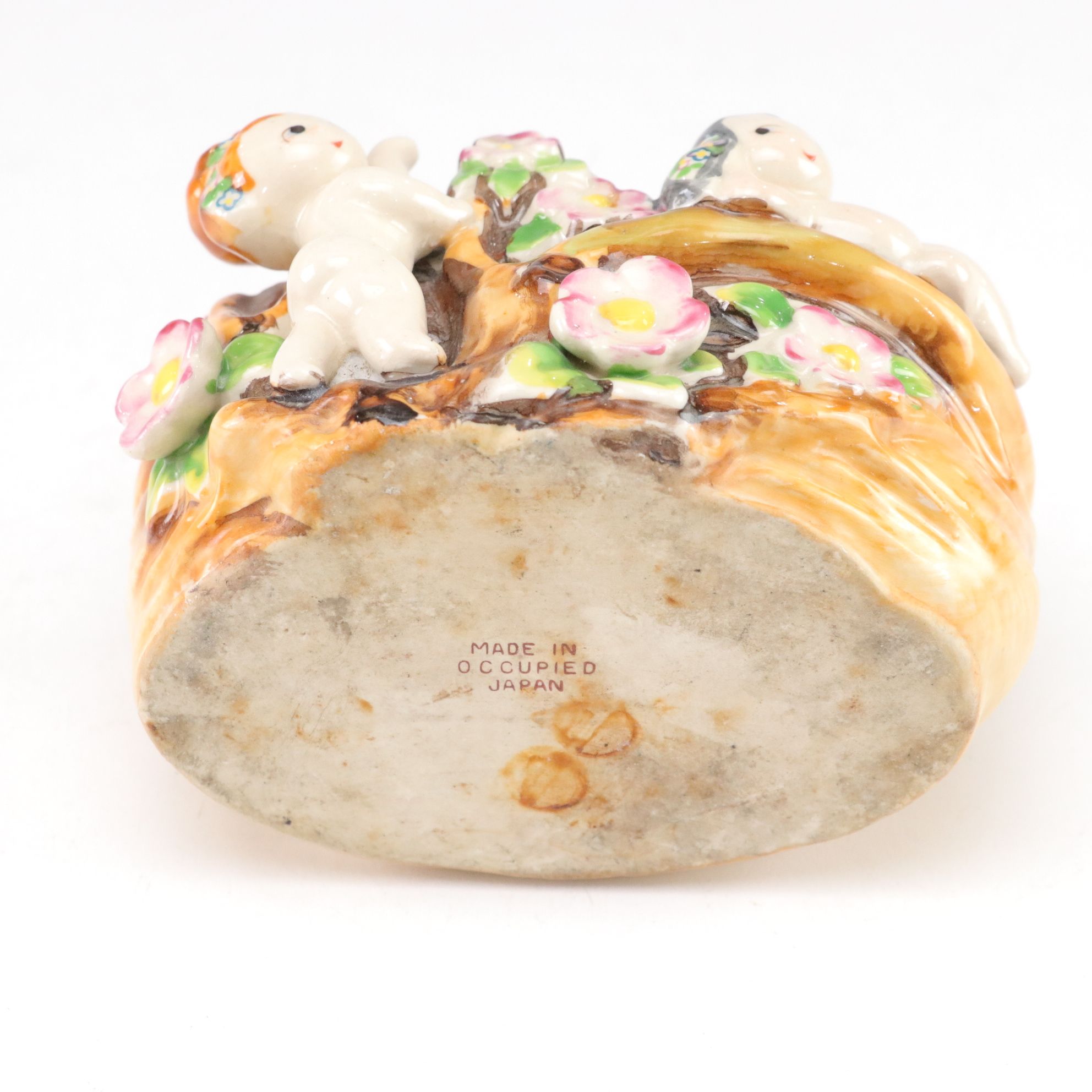 Ceramic Lady Head Vase, with Dancer, and Occupied Japan Basket Planter