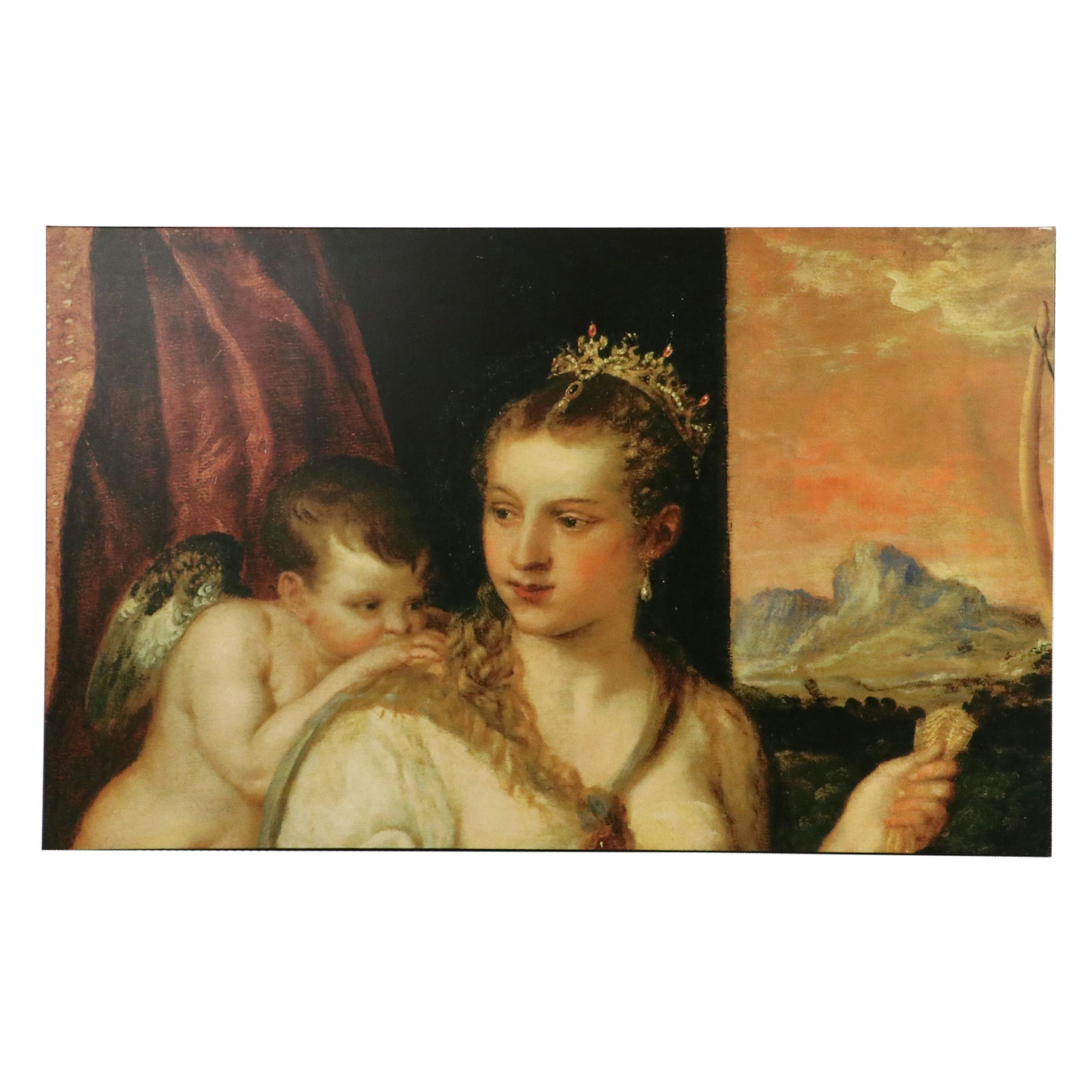 Oversized Canvas Giclées After Titian "Venus Blindfolding Cupid," 21st Century