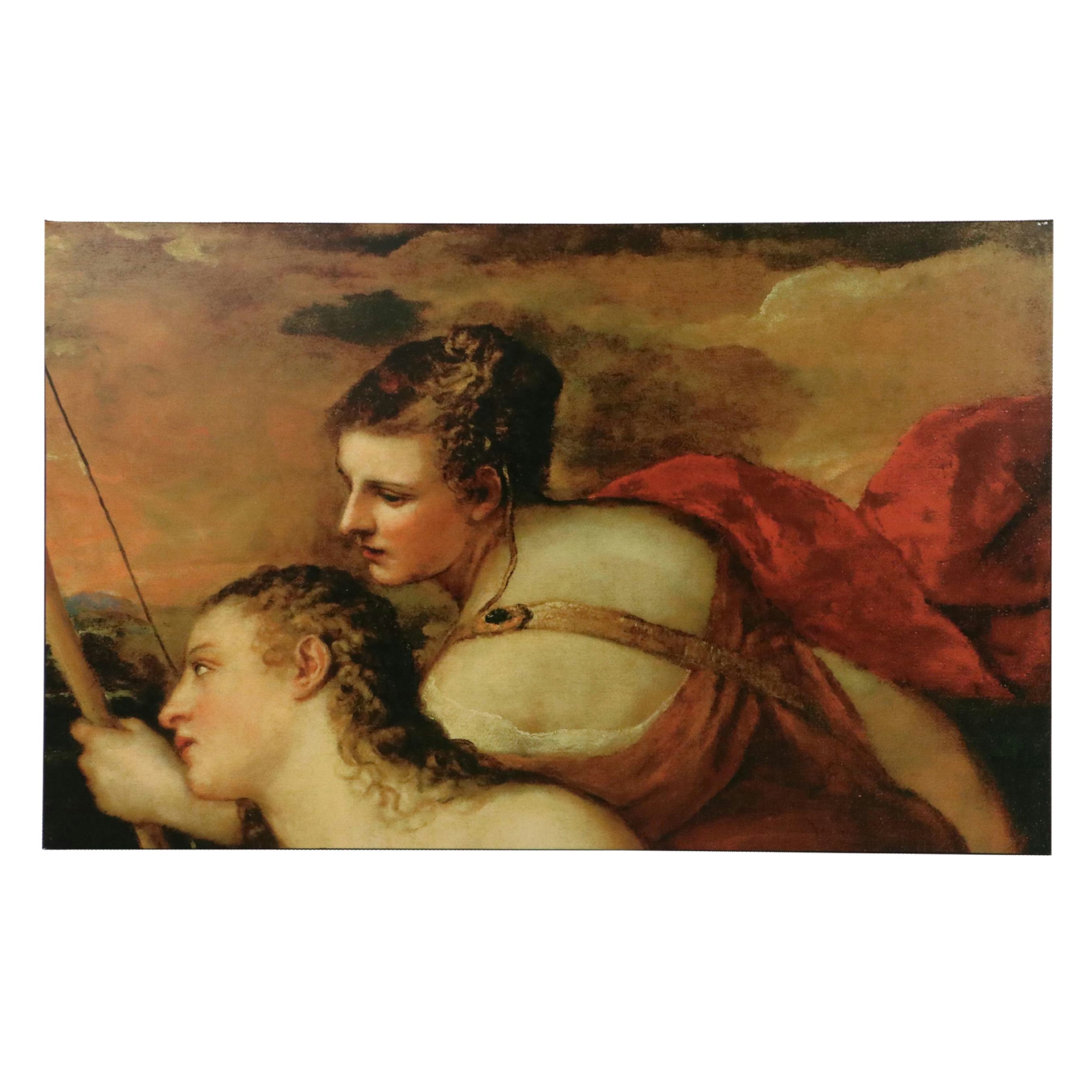 Oversized Canvas Giclées After Titian "Venus Blindfolding Cupid," 21st Century