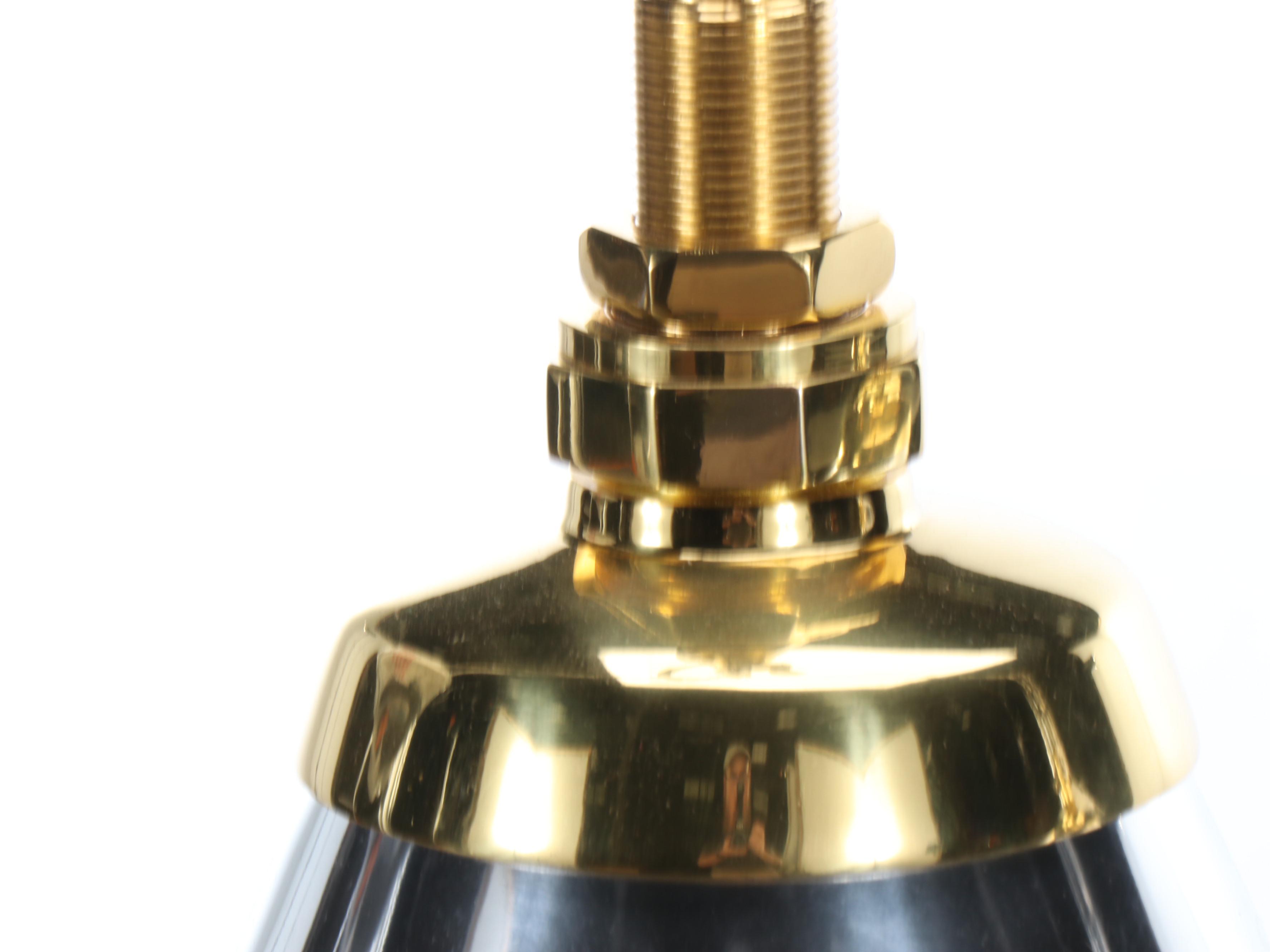 Large Nautical Style Brass and Steel Pendant Work Lights