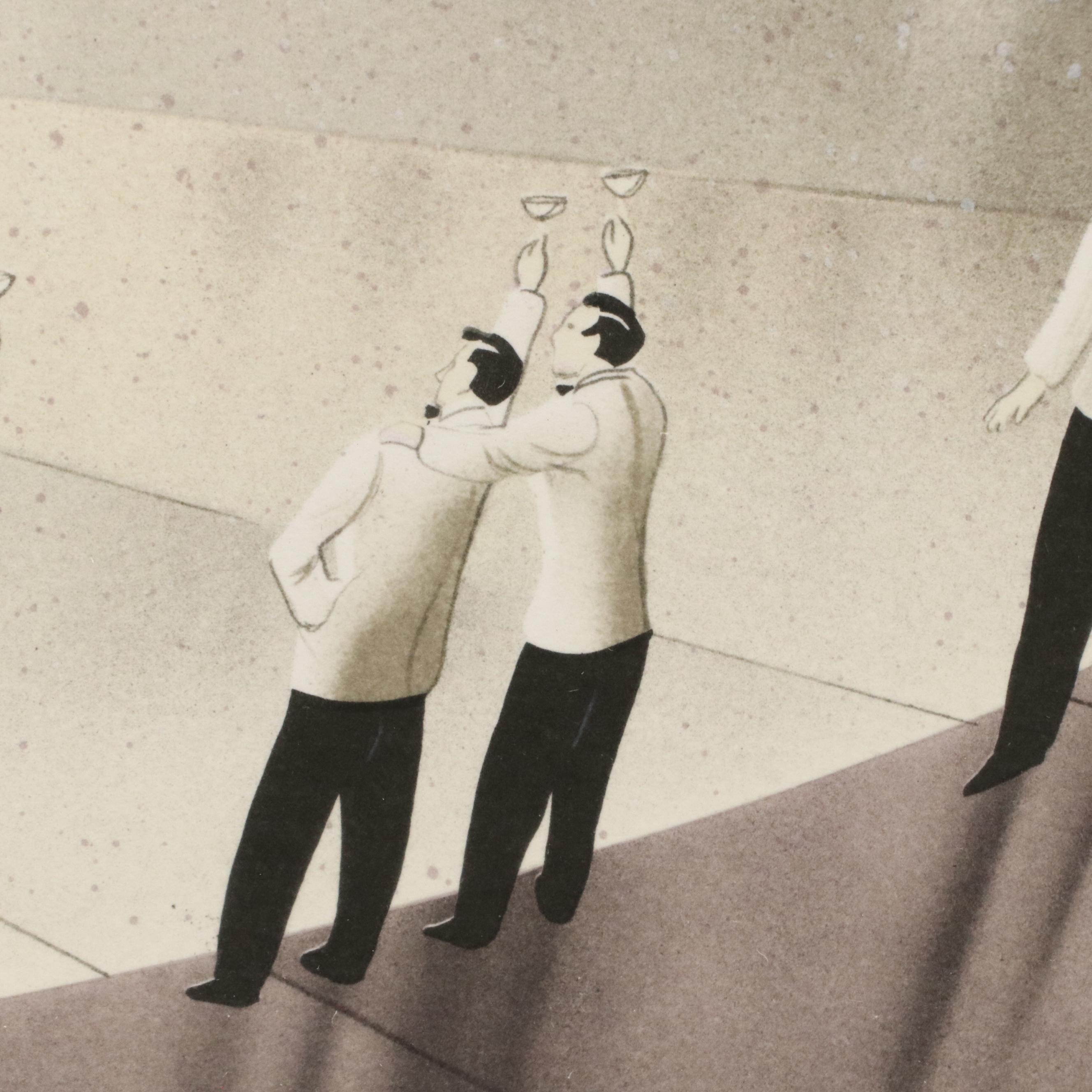 Robert Hoppe Art Deco Style Lithograph "Toast of the Town"