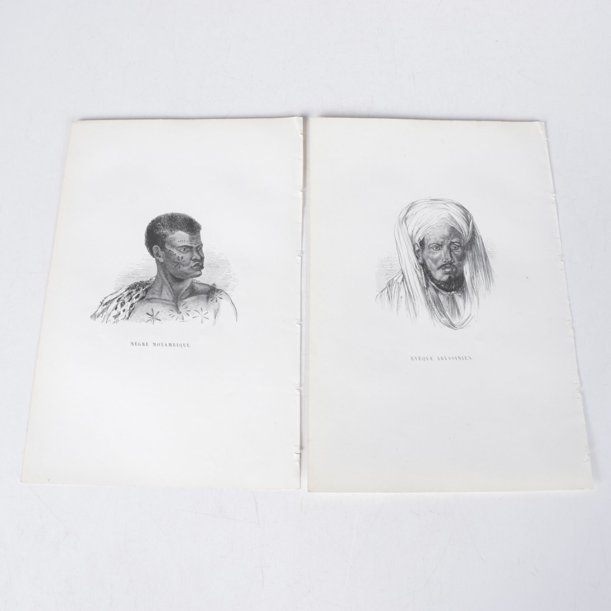 Collection of French Wood Engraving Portraits From "The Natural History of Man"