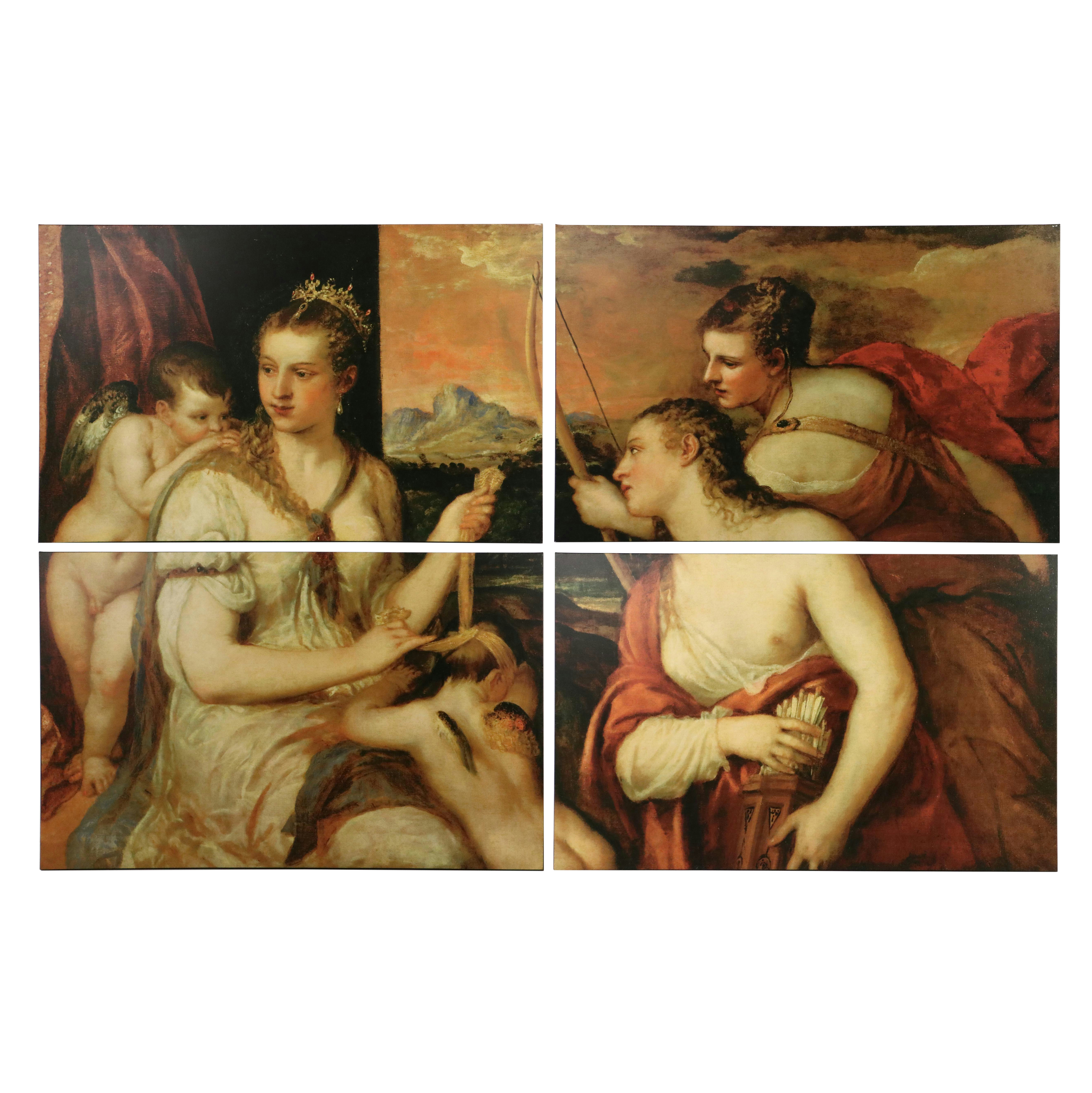 Oversized Canvas Giclées After Titian "Venus Blindfolding Cupid," 21st Century