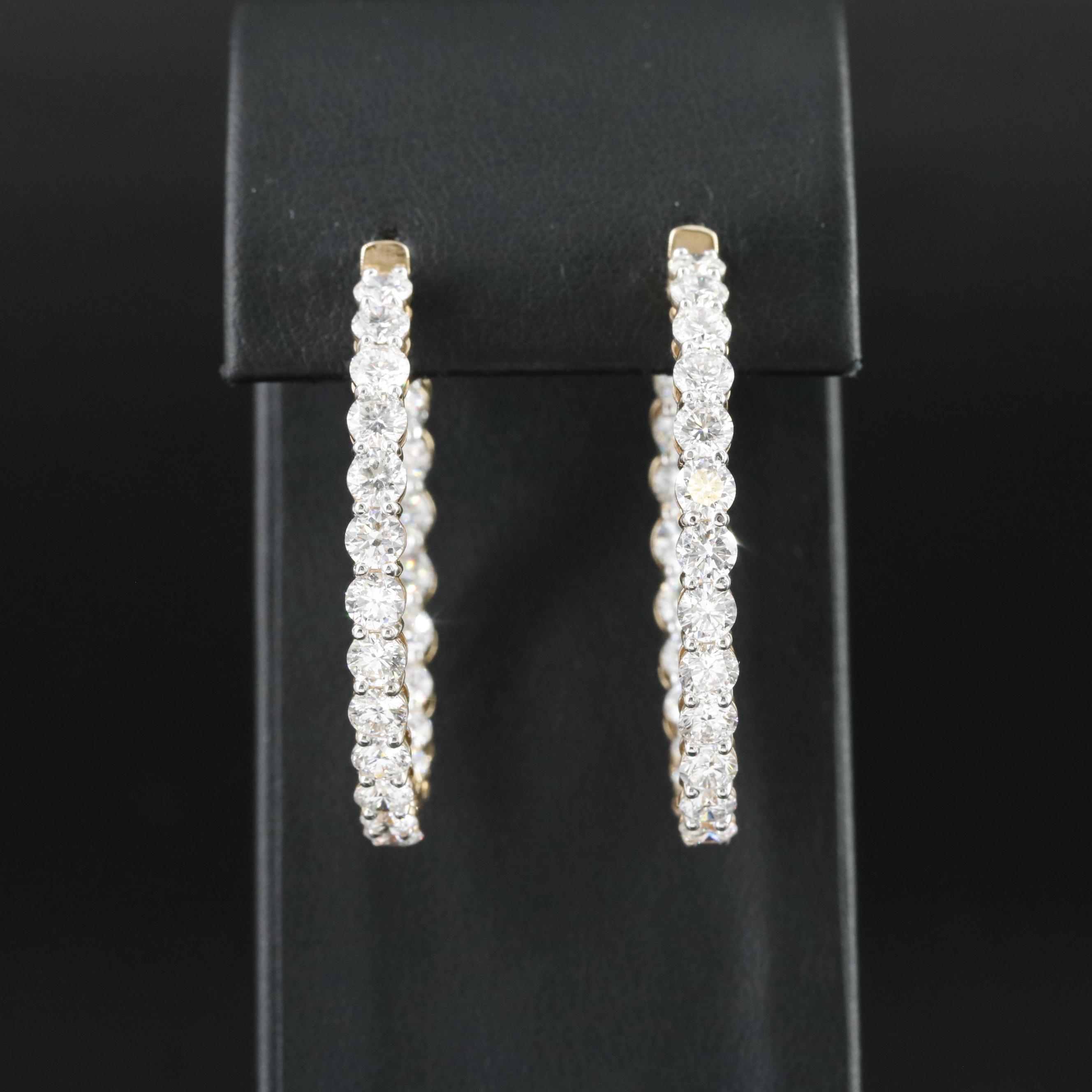 14K 9.94 CTW Lab Grown Diamond Inside Out Hoop Earrings