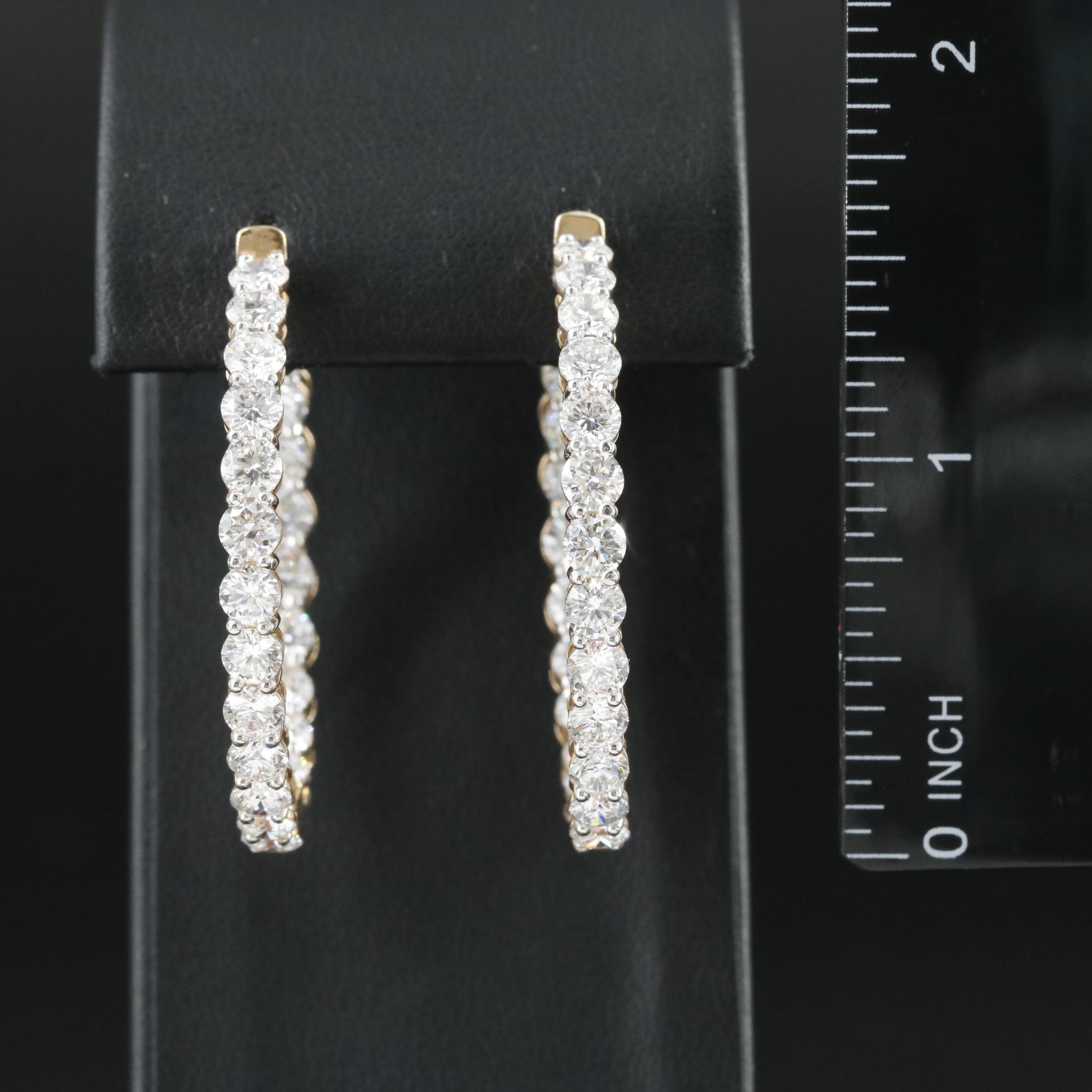 14K 9.94 CTW Lab Grown Diamond Inside Out Hoop Earrings