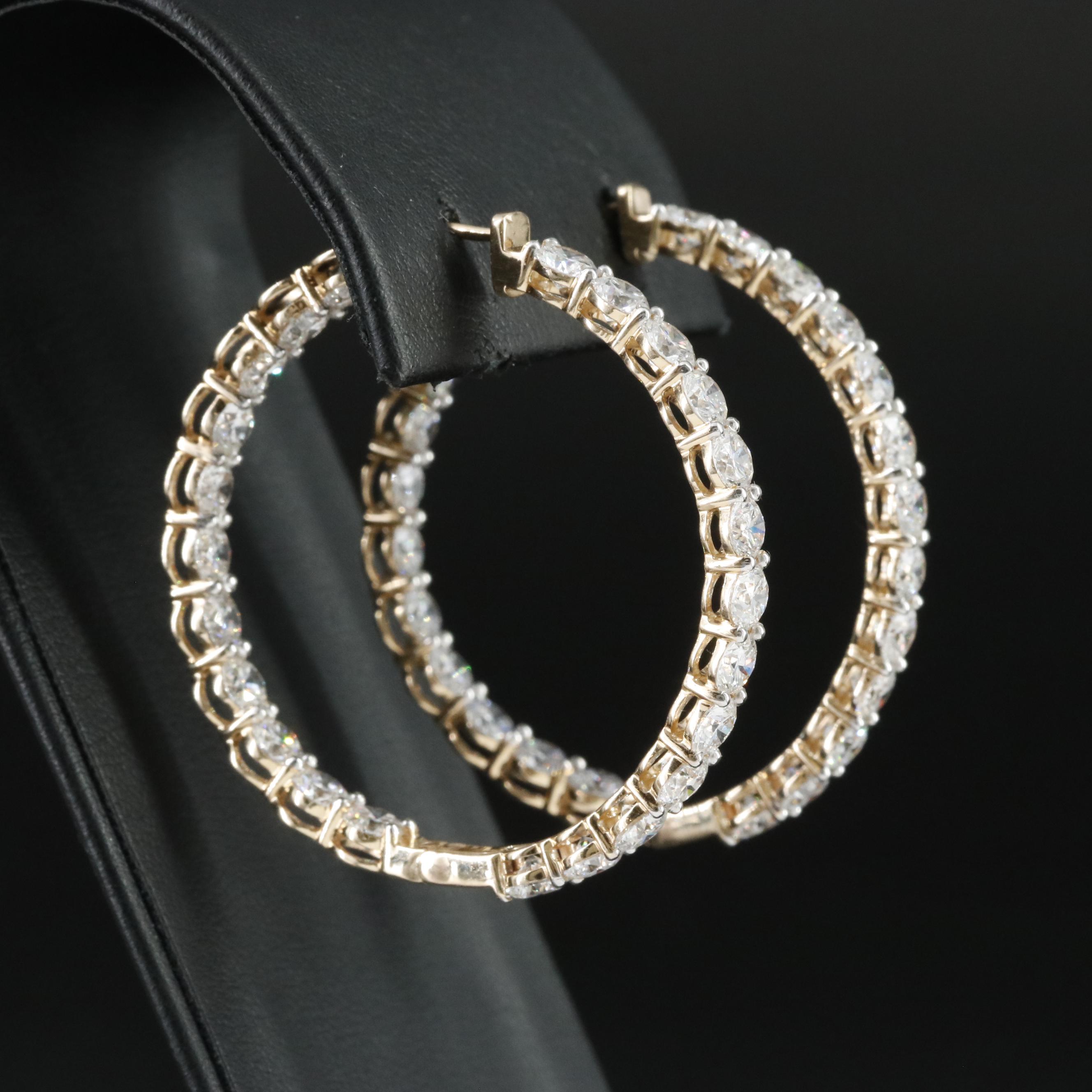 14K 9.94 CTW Lab Grown Diamond Inside Out Hoop Earrings