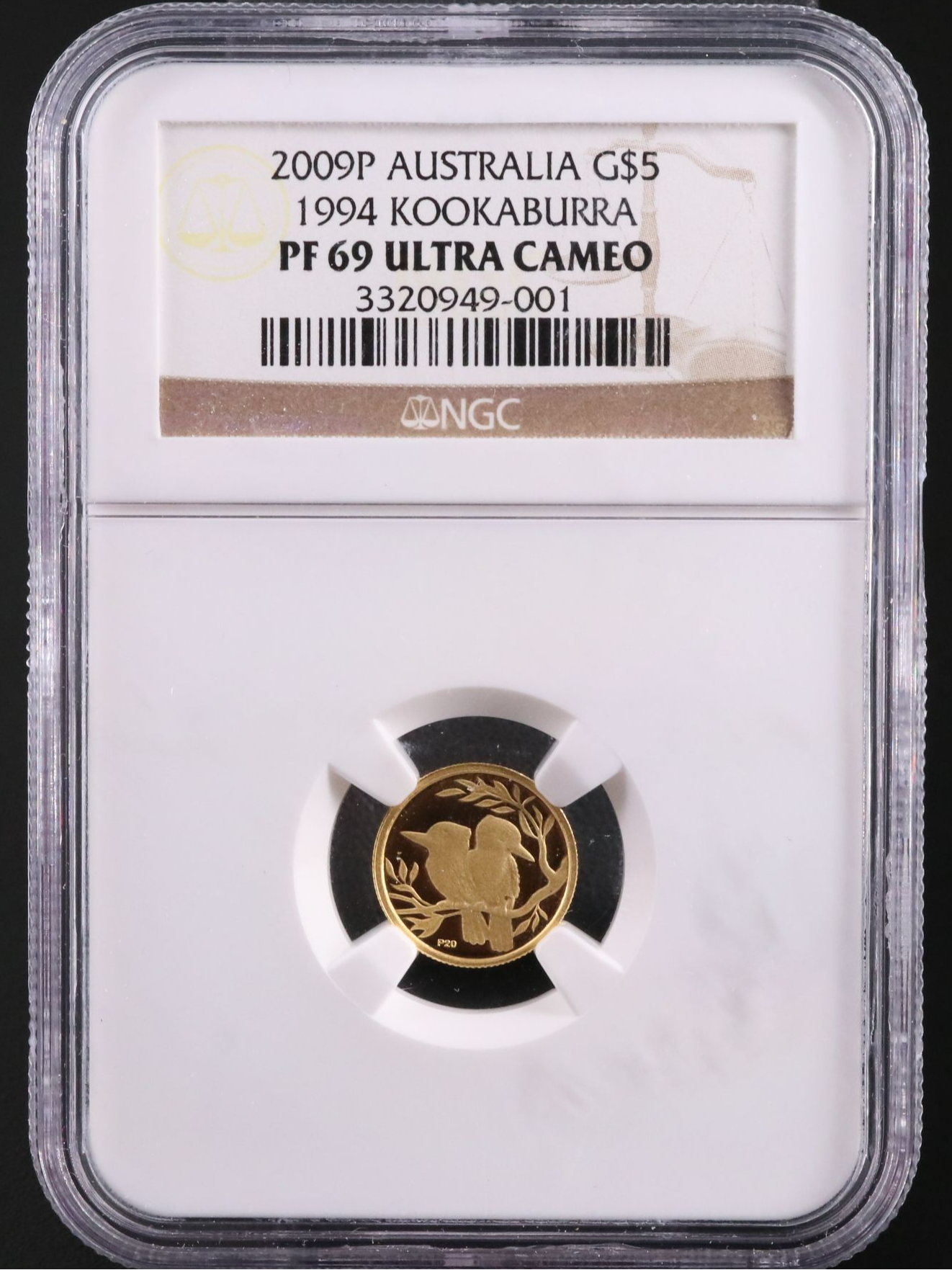 NGC Graded PF69 Ultra Cameo 2009P Australia $5 1994 Kookaburra Gold Coin