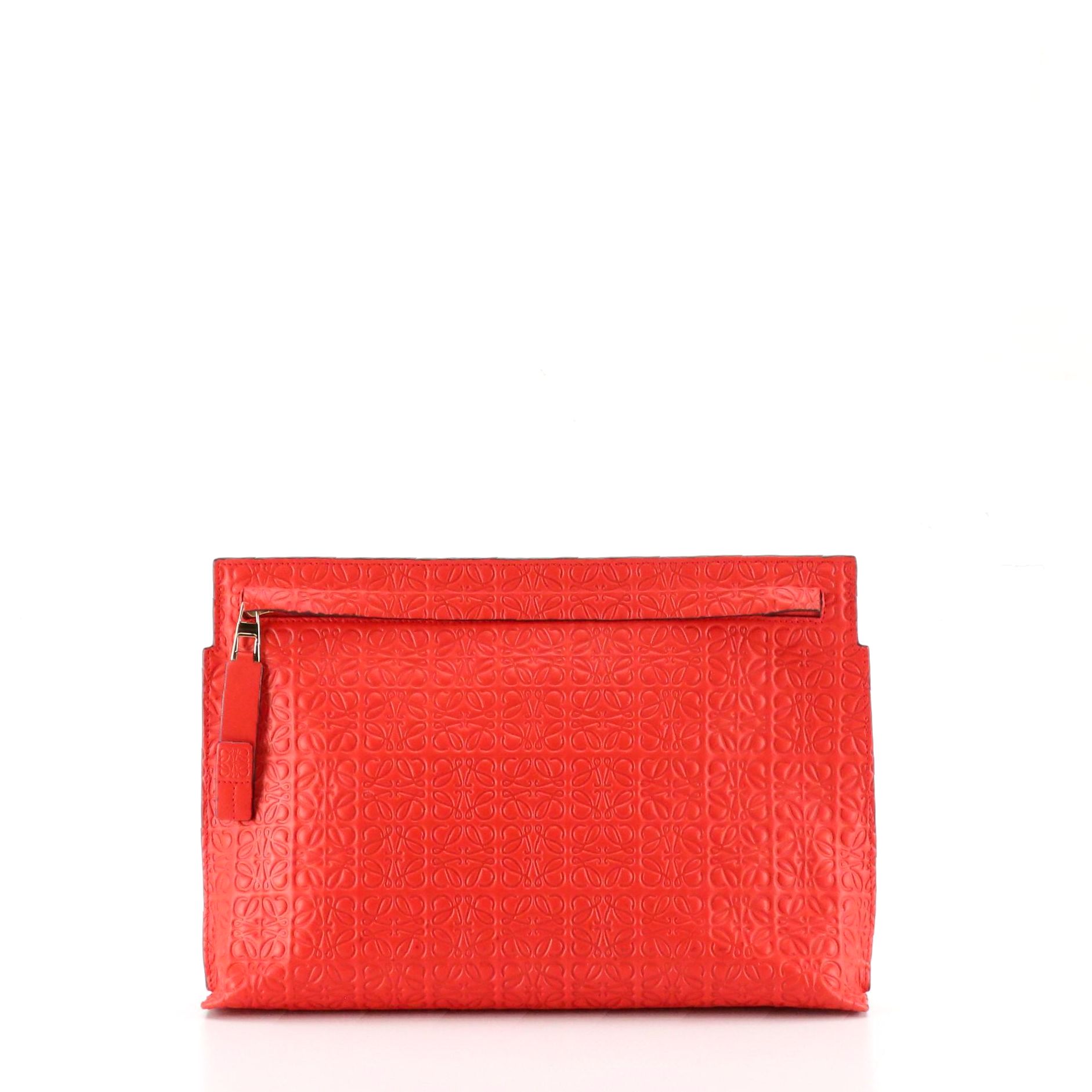 Loewe Zippered T Pouch in Bright Red Repeat Anagram Leather