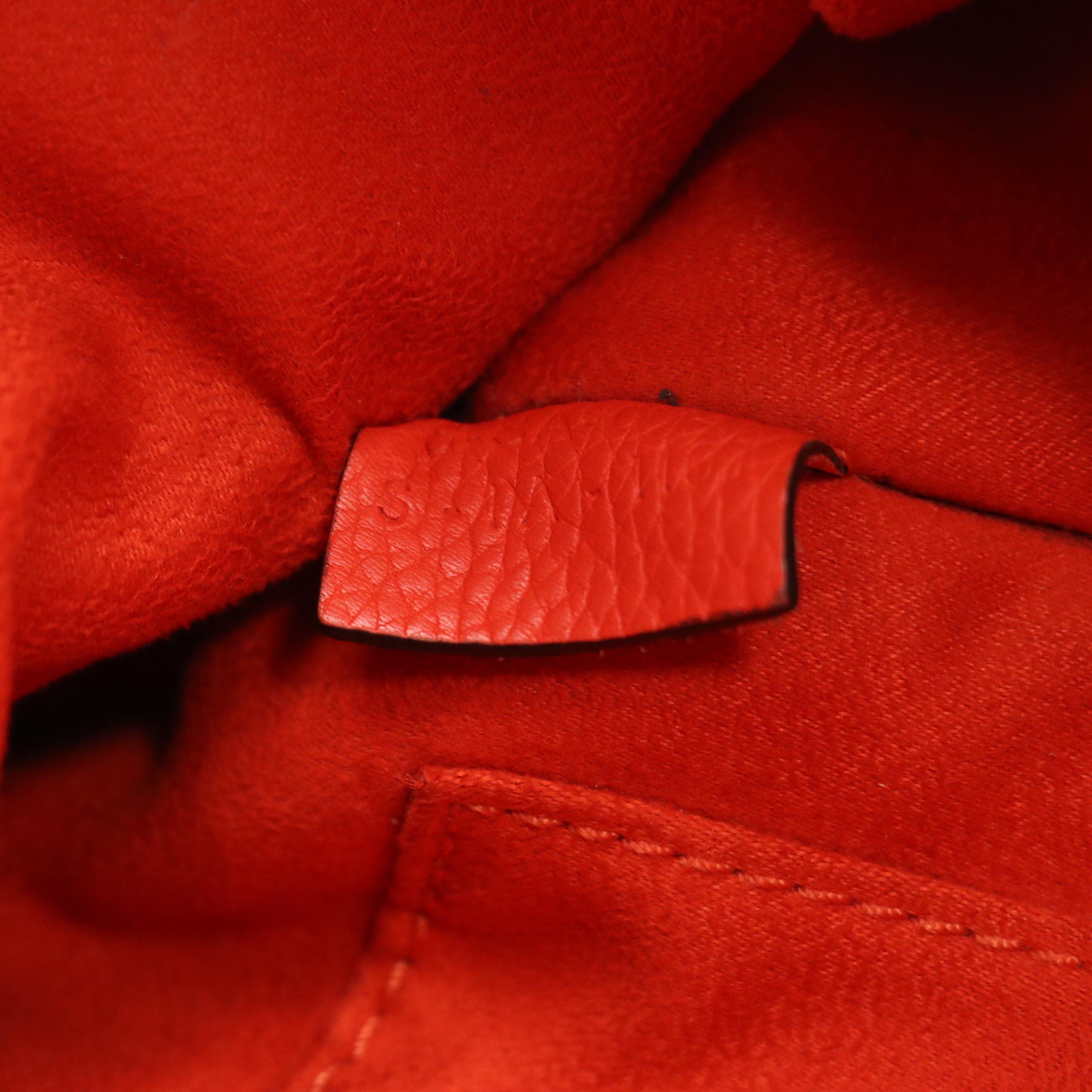 Celine Micro Two-Way Luggage Tote in Vermilion Grained Calfskin Leather