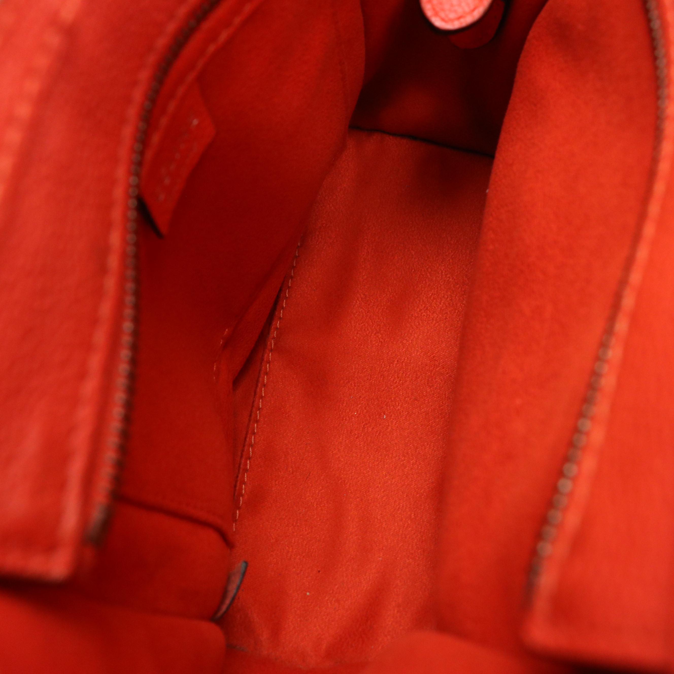 Celine Micro Two-Way Luggage Tote in Vermilion Grained Calfskin Leather