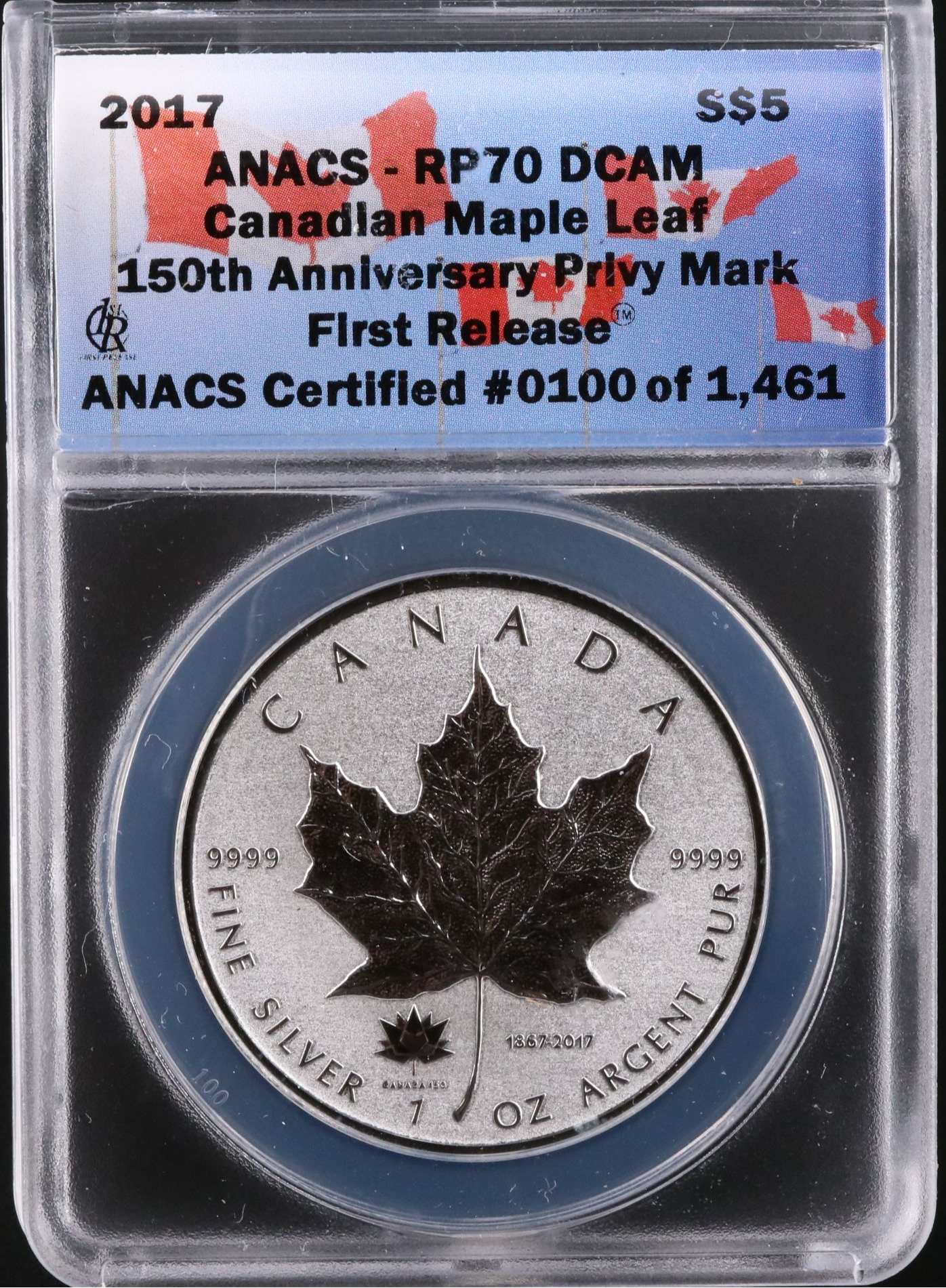 ANACS RP70 DCAM 2017 Canadian $5 Maple Leaf Silver Coin