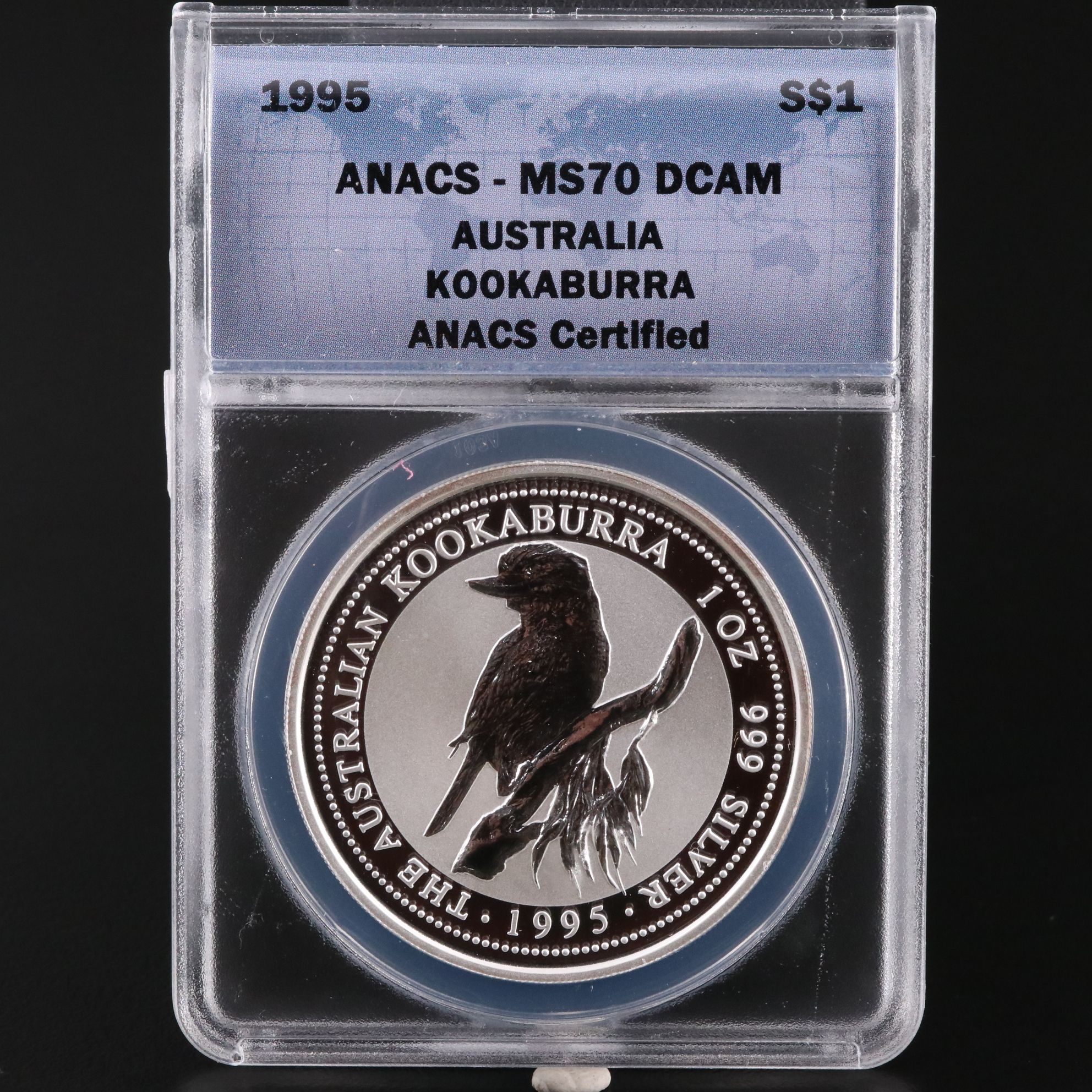 ANACS MS70 DCAM 1995 Australia $1 Kookaburra Silver Coin