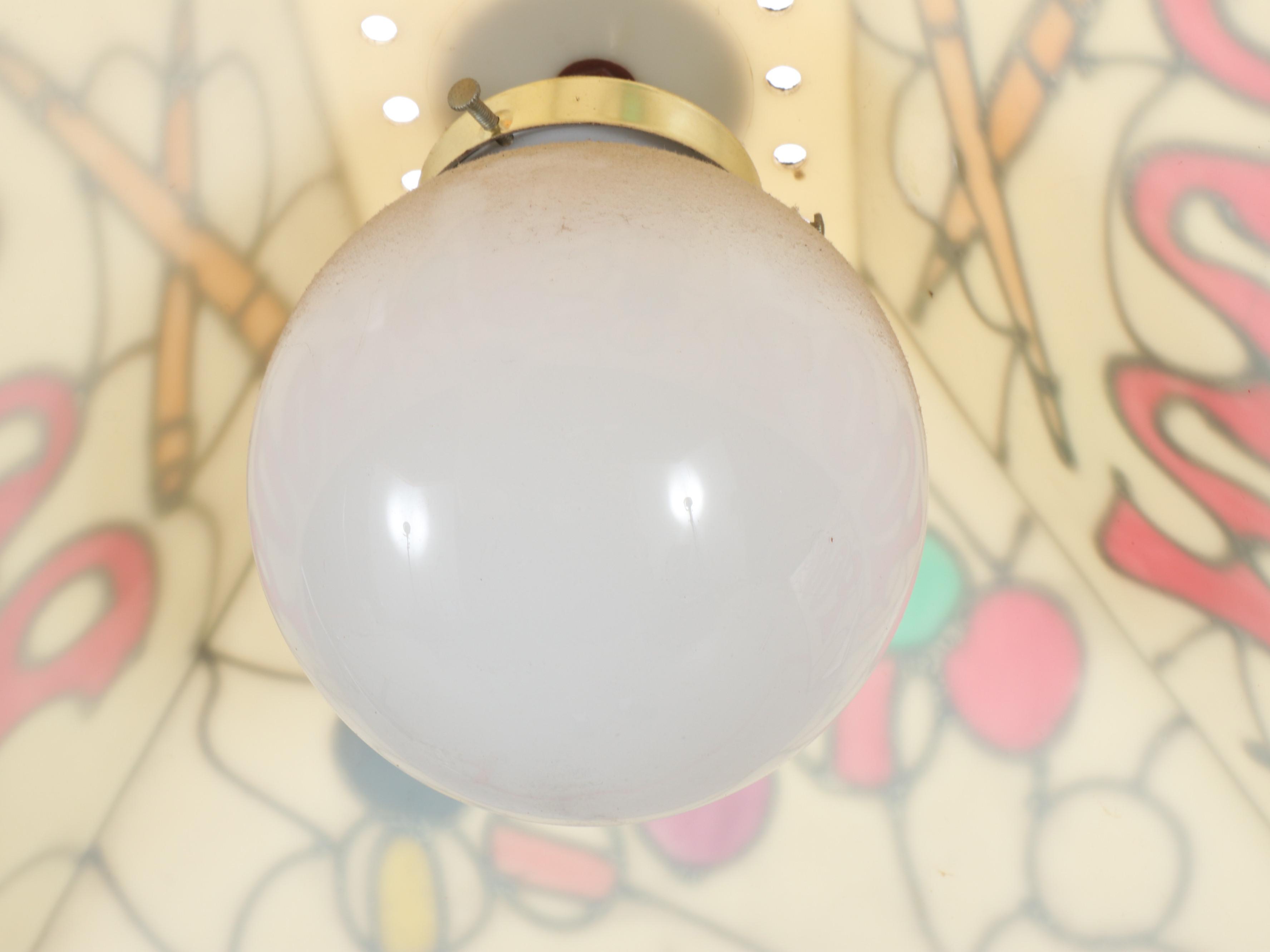 Pool Table Acrylic Faux Slag Glass Pendant Lights, Vintage