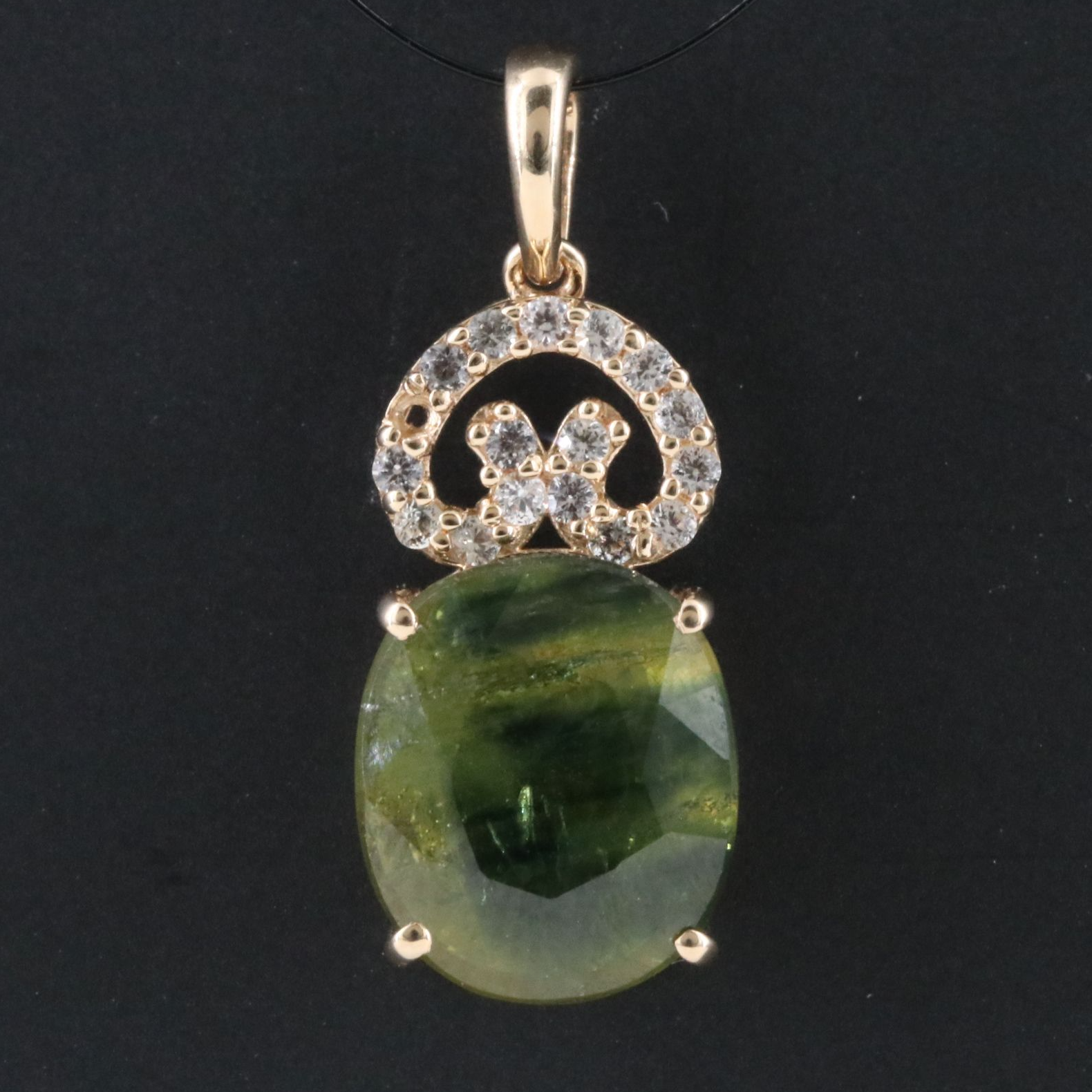 14K 5.31 CT Sapphire and White Sapphire Pendant