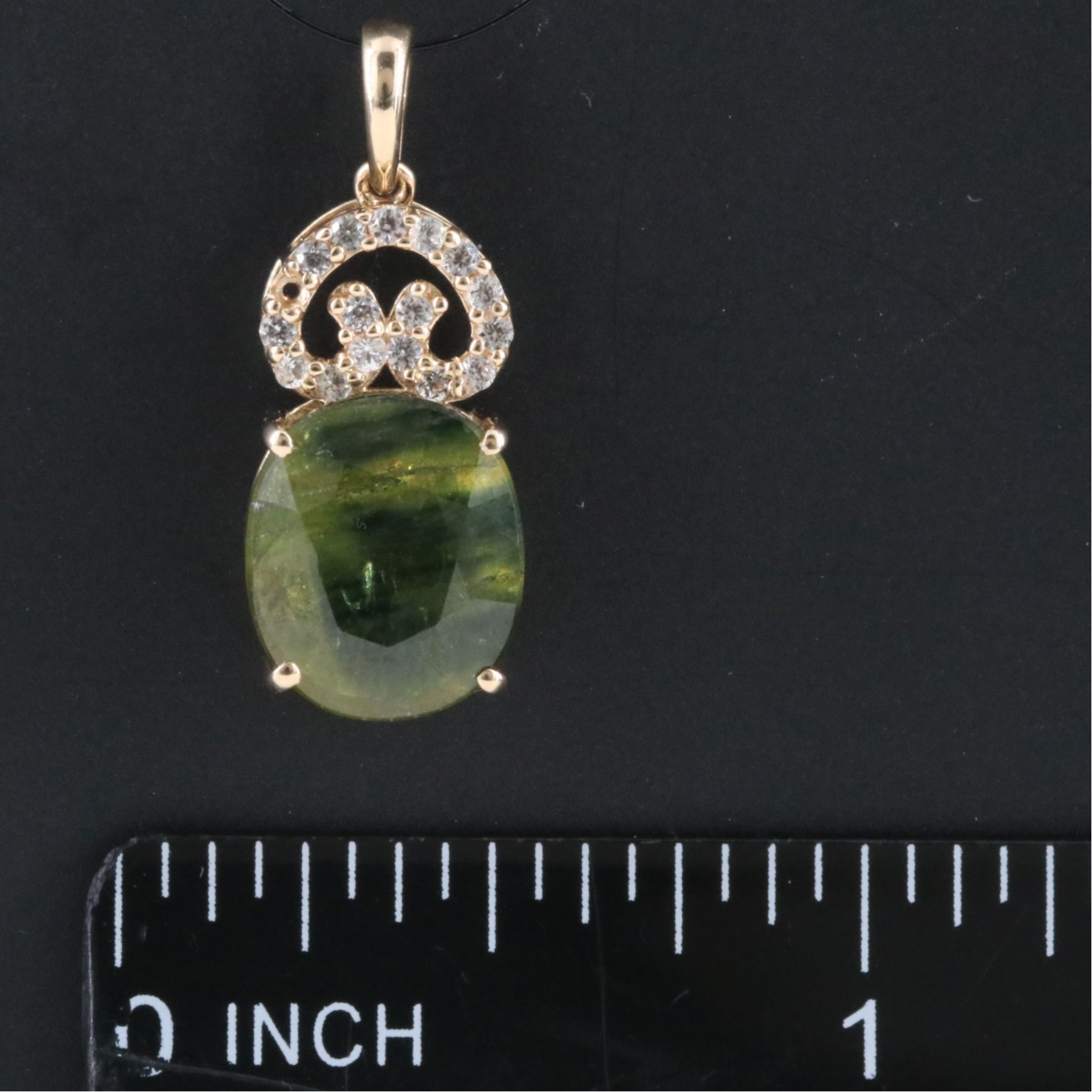 14K 5.31 CT Sapphire and White Sapphire Pendant