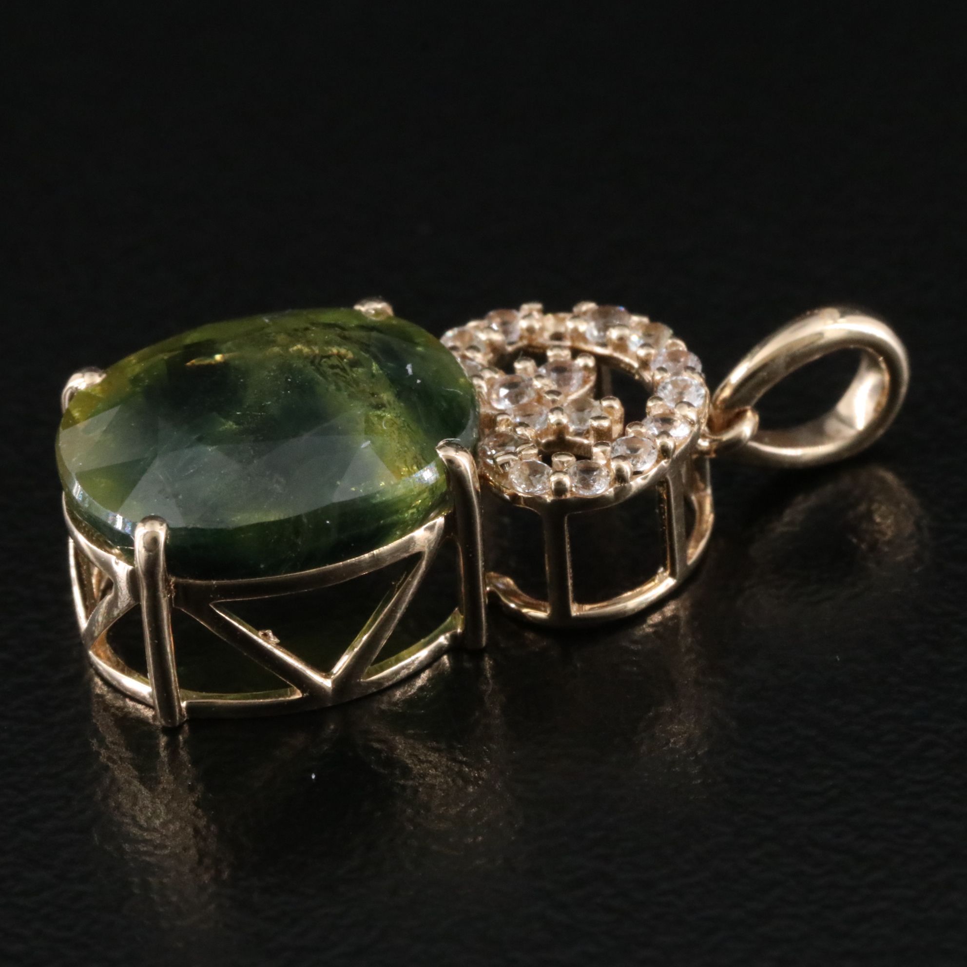 14K 5.31 CT Sapphire and White Sapphire Pendant