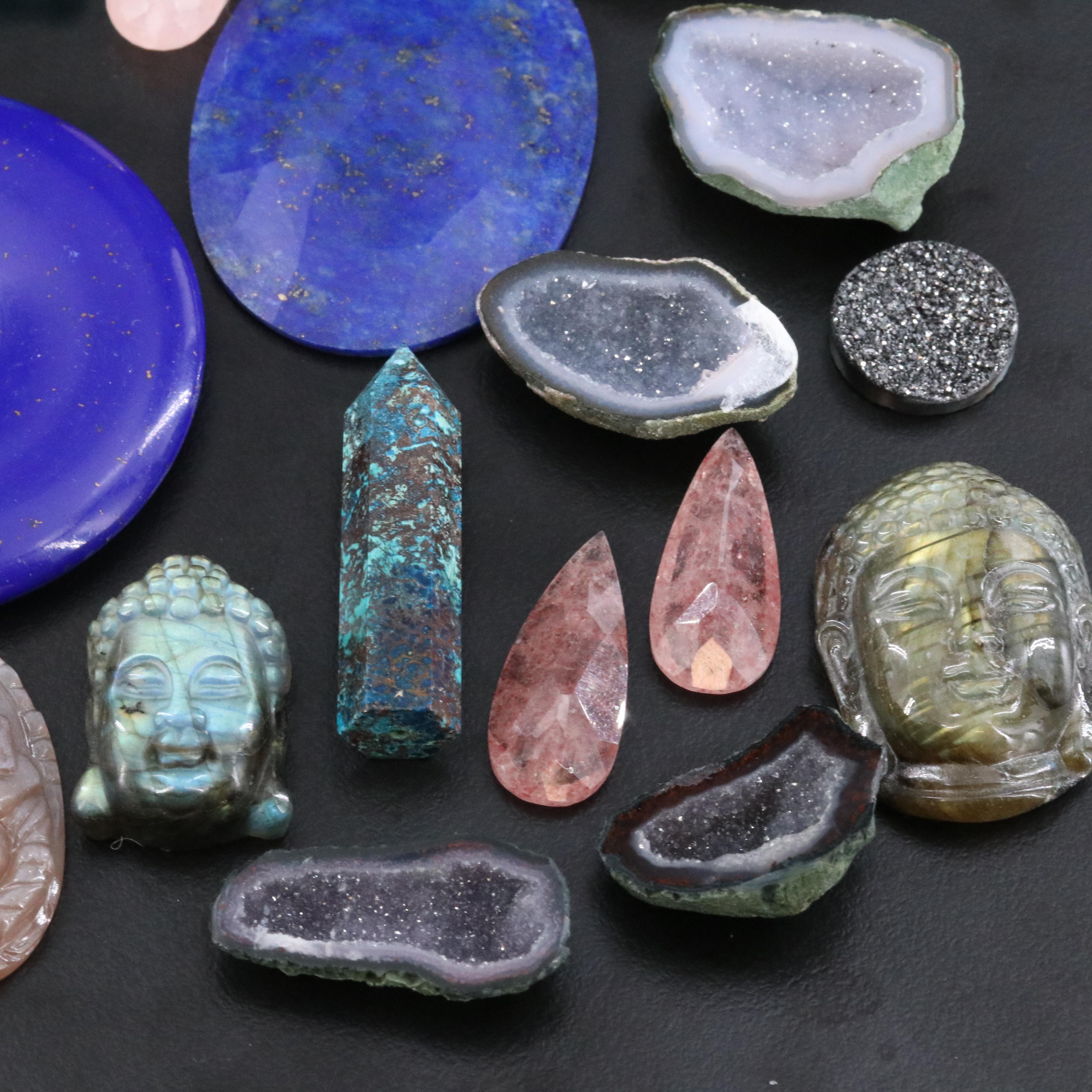 Loose Gemstone Collection Featuring Labradorite, Fluorite and Moonstone