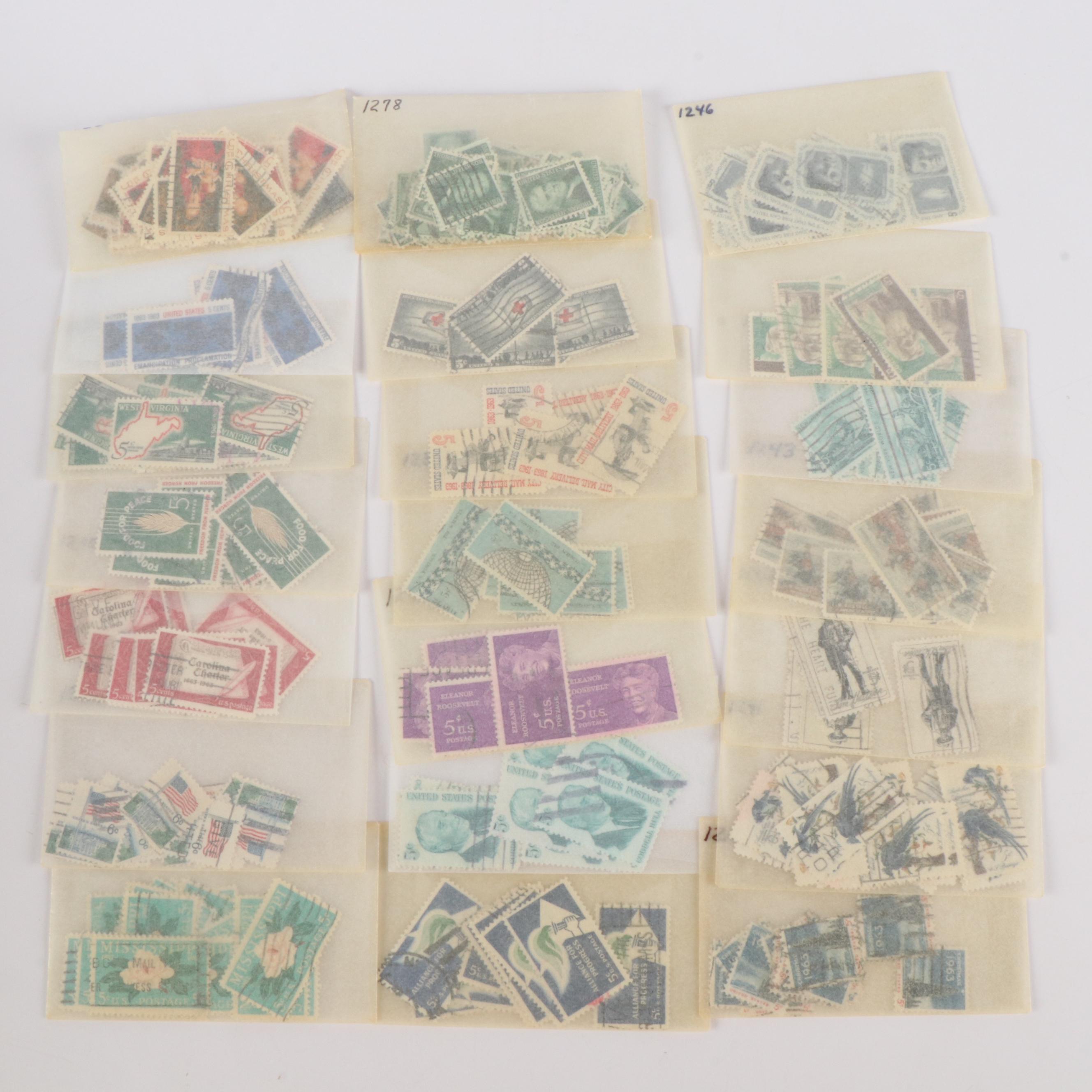 Large Collection of Vintage U.S. Postage Stamps, 1870 to Early 2000s