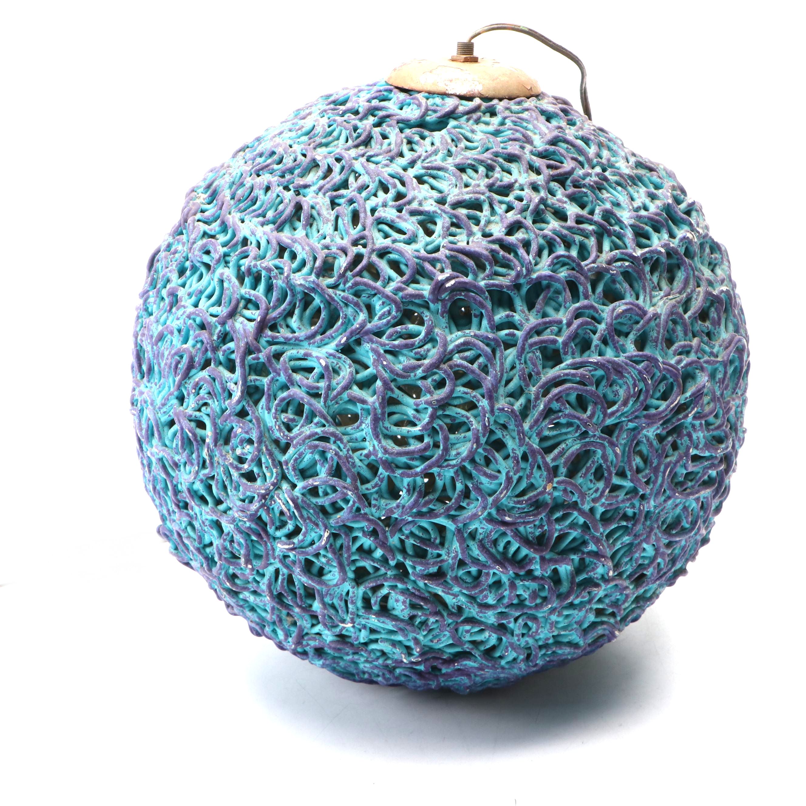 MCM Retro Blue Acrylic Spaghetti Pendant Swag Lamp, Mid-20th Century