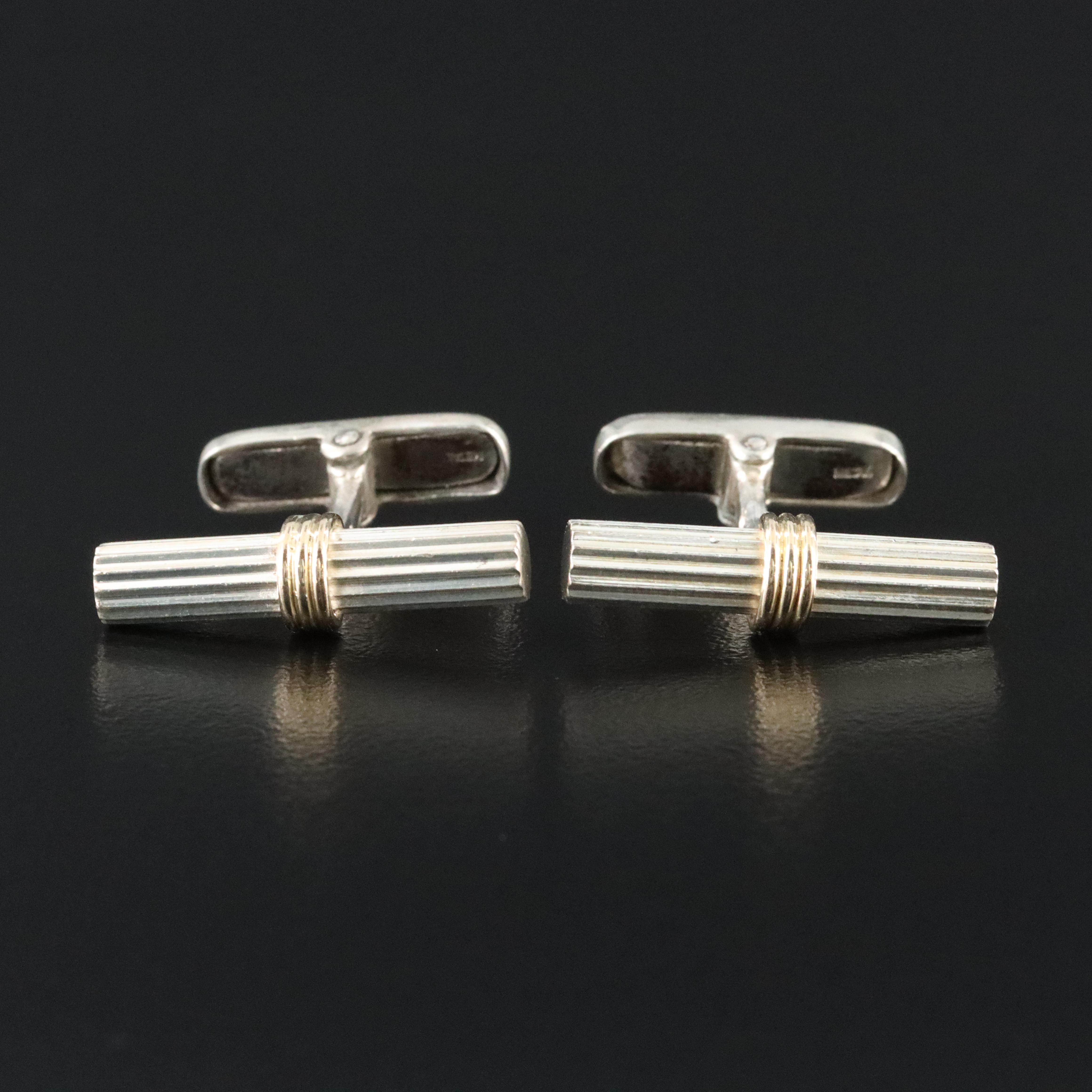 Greek Sterling Fluted Cufflinks