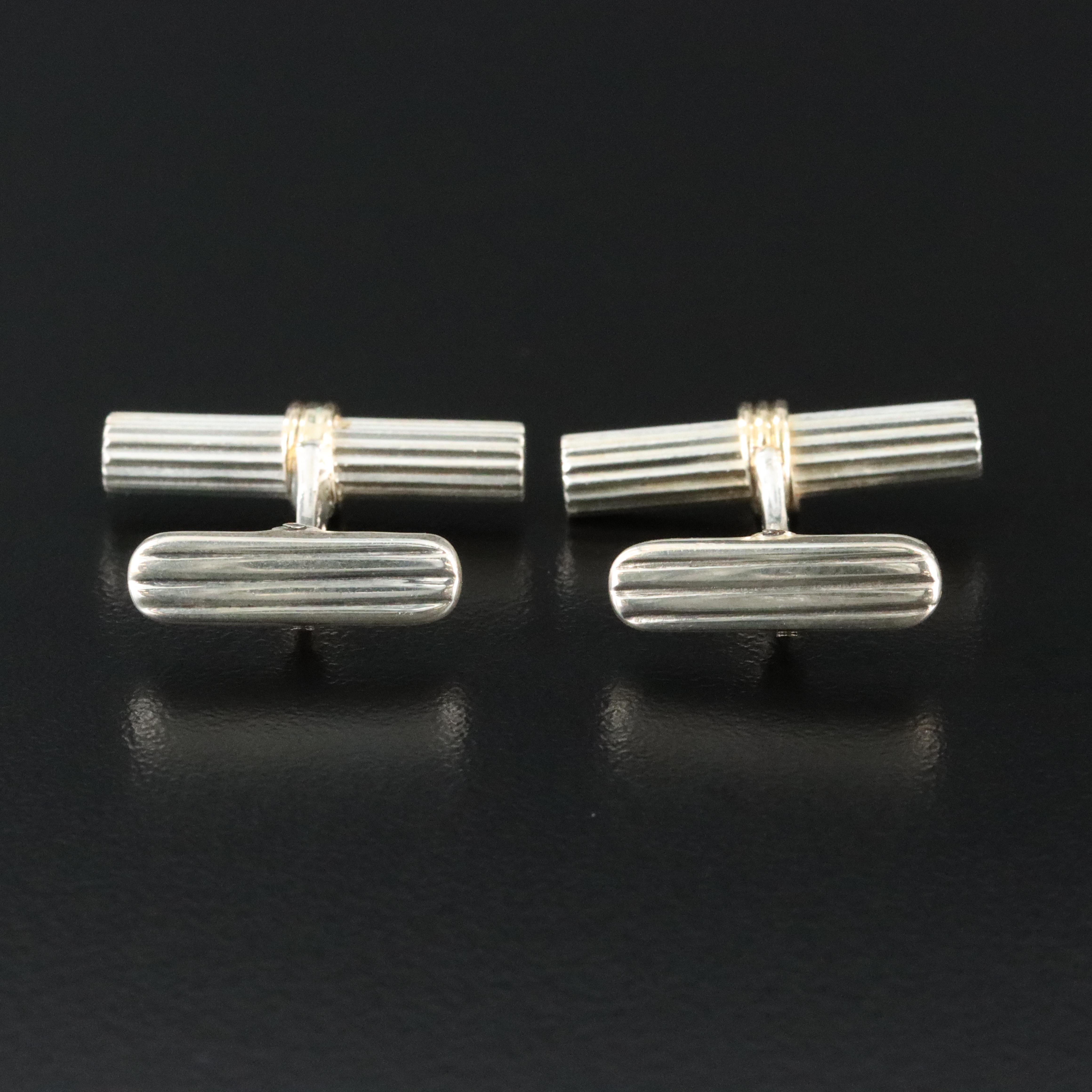 Greek Sterling Fluted Cufflinks