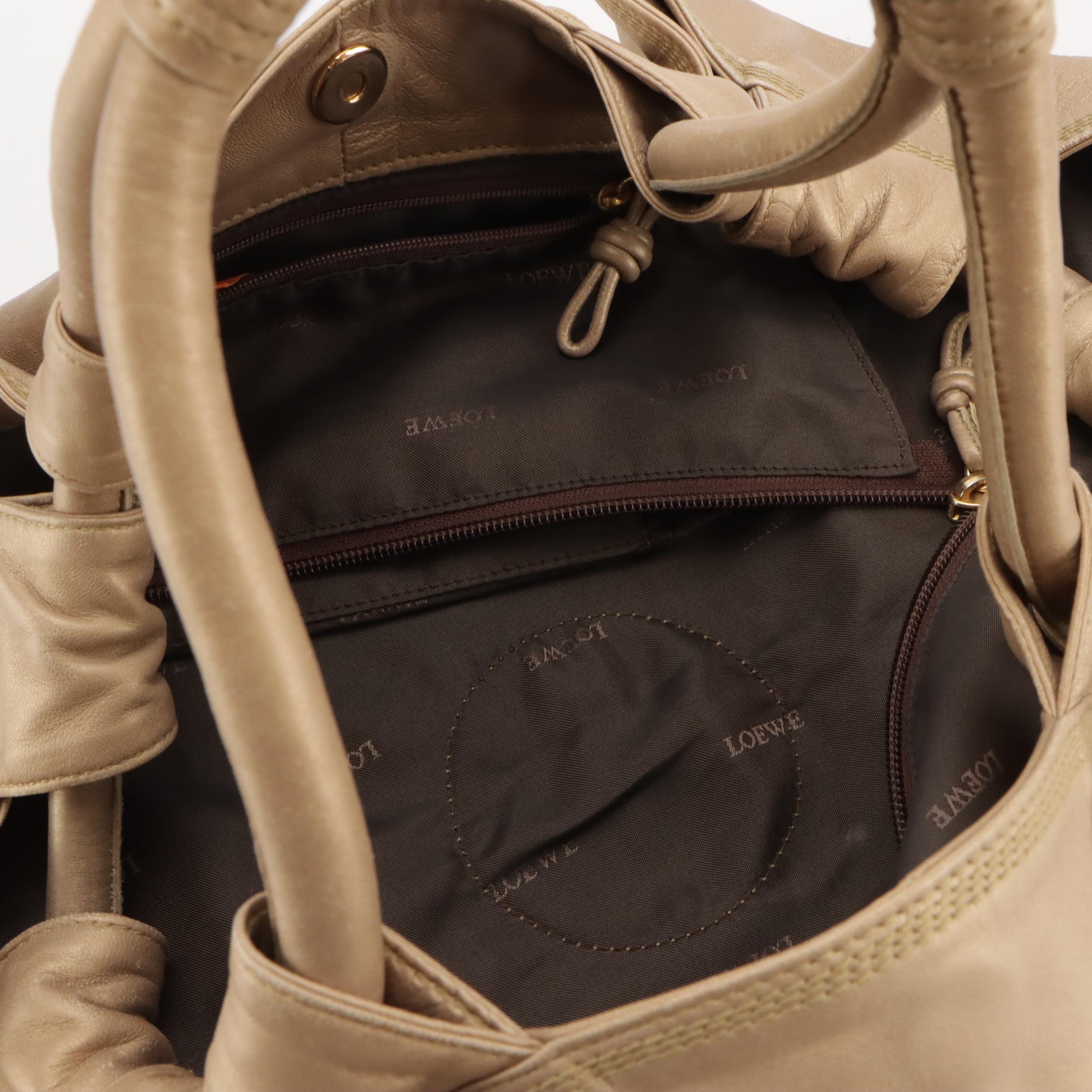 Loewe Aire Handbag in Anagram Embossed Metallic Gold Nappa Leather