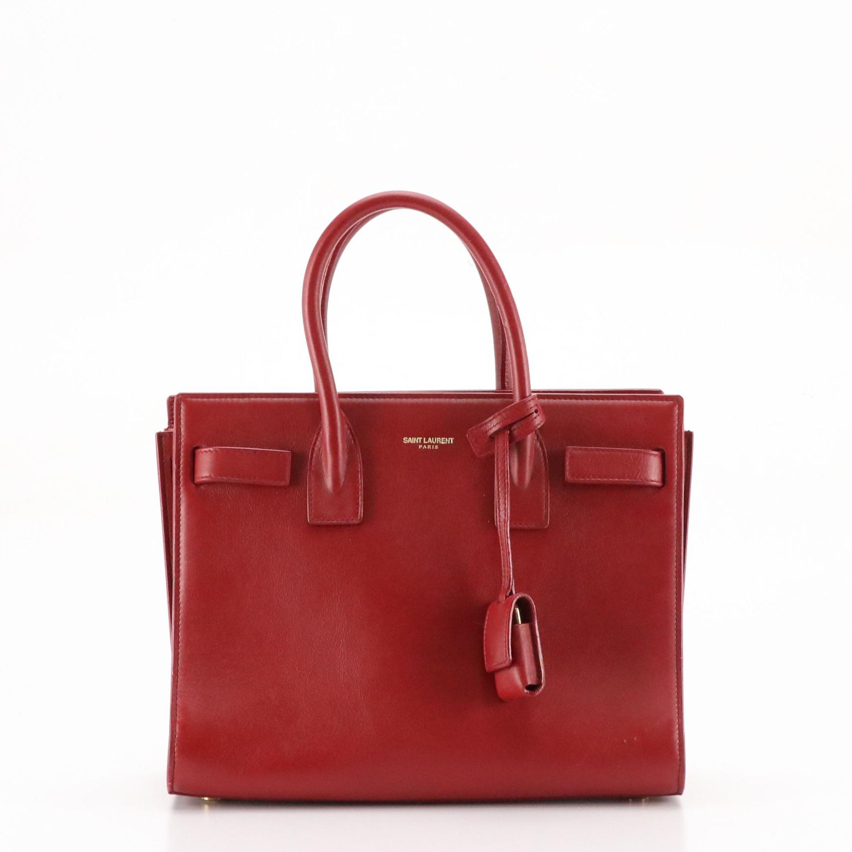 Saint Laurent Small Sac de Jour Two-Way Bag in Lipstick Red Calfskin Leather