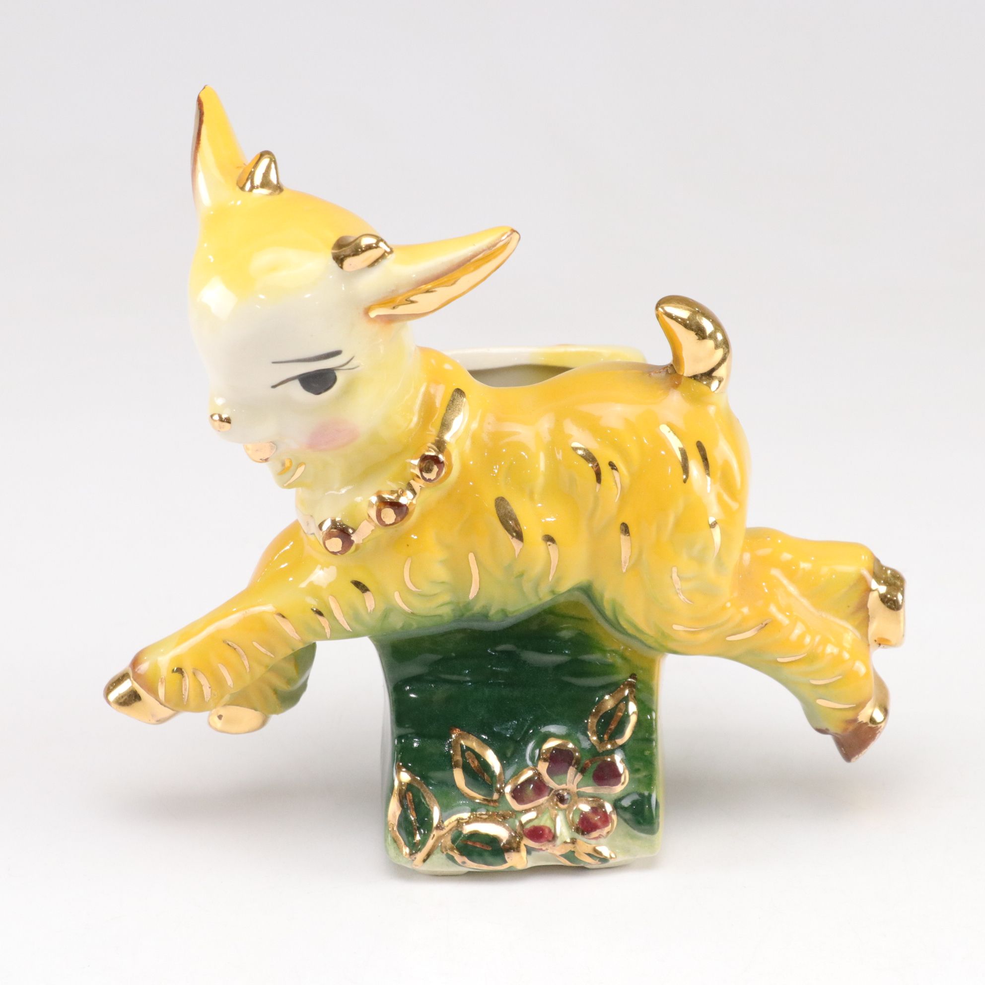 Ceramic Owl, Goat & Donkey with Cart Planters, Mid-20th Century