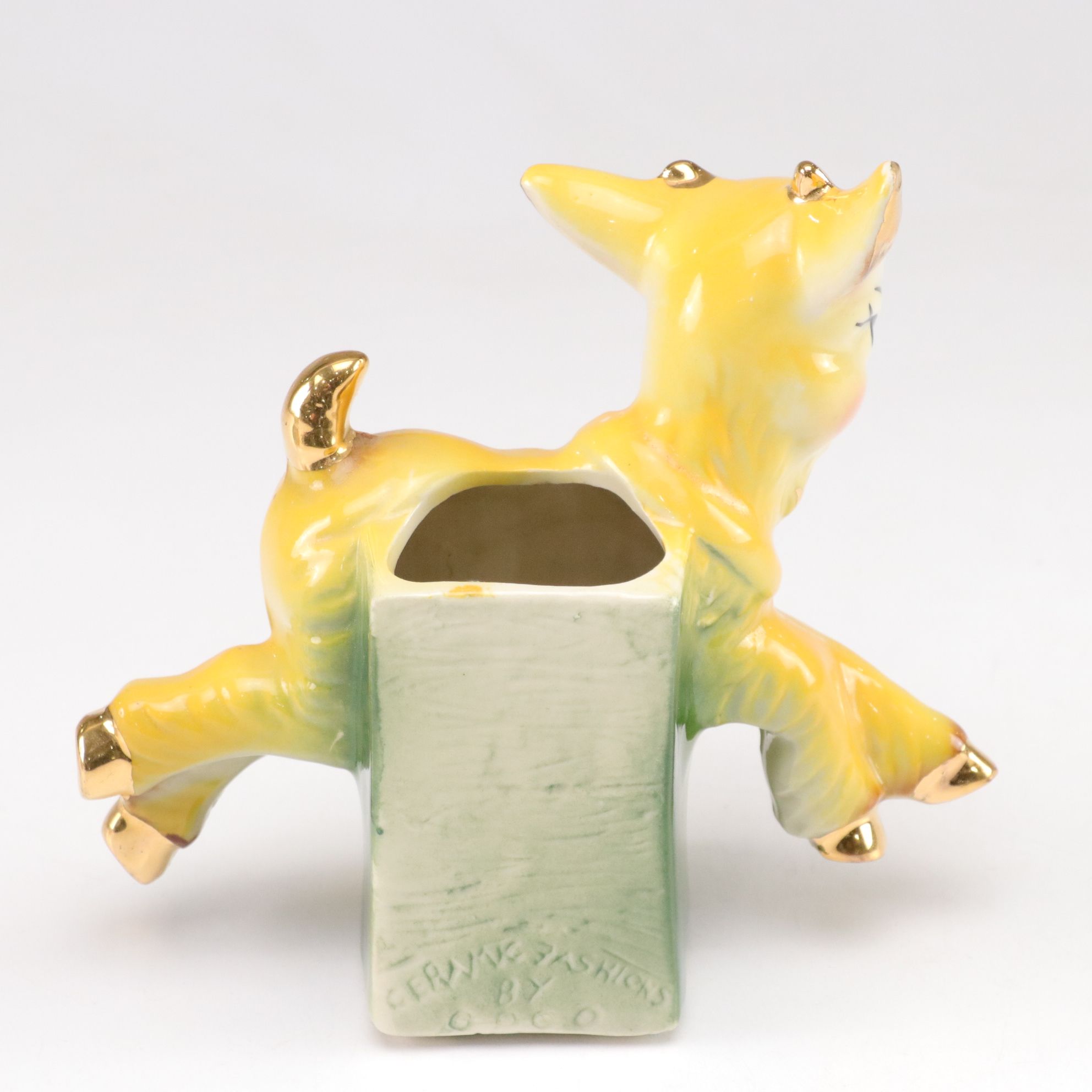 Ceramic Owl, Goat & Donkey with Cart Planters, Mid-20th Century