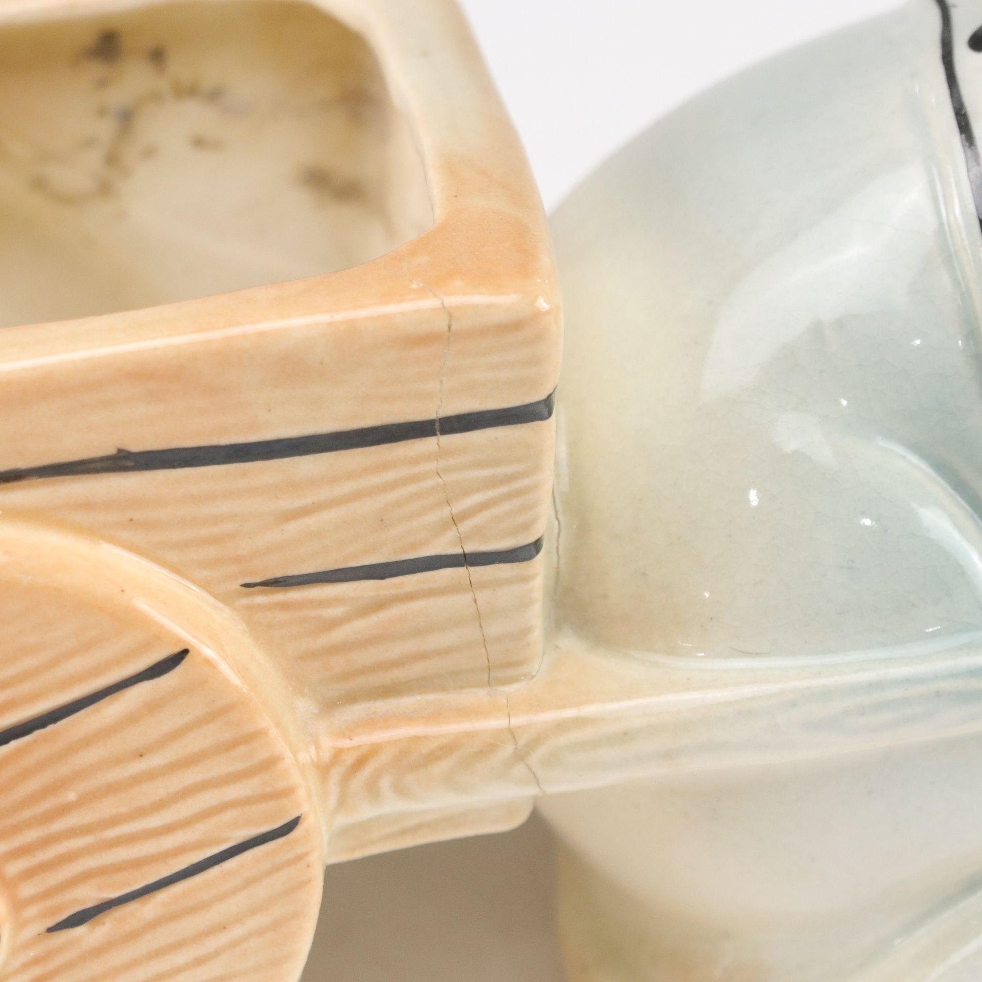 Ceramic Owl, Goat & Donkey with Cart Planters, Mid-20th Century