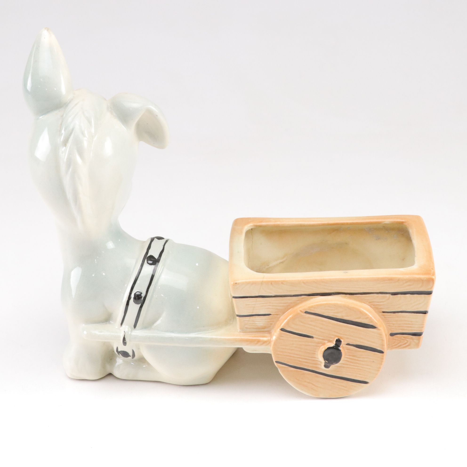 Ceramic Owl, Goat & Donkey with Cart Planters, Mid-20th Century