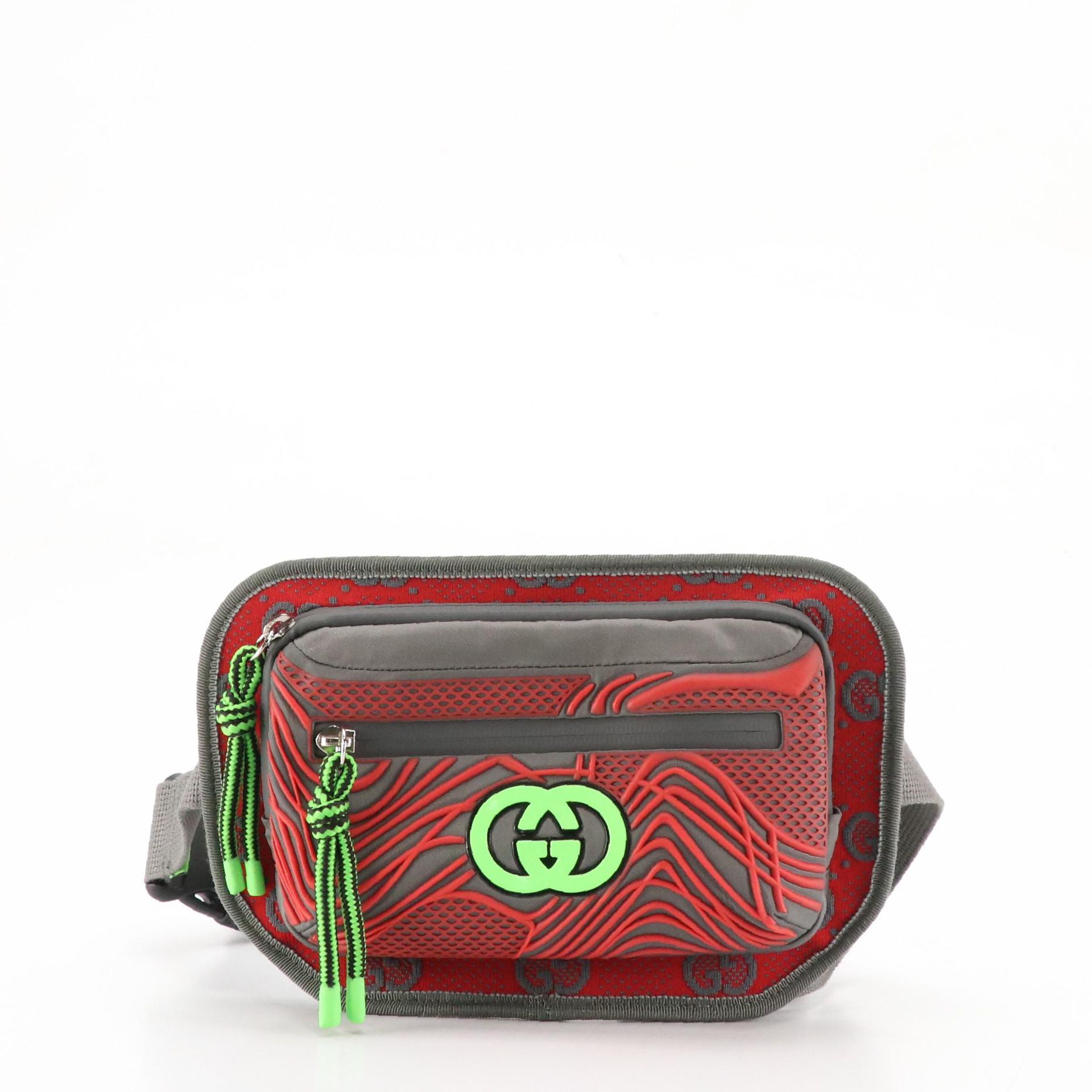 Gucci All Over Sporty Belt Bag in GG Jersey and Rubber Trim Nylon