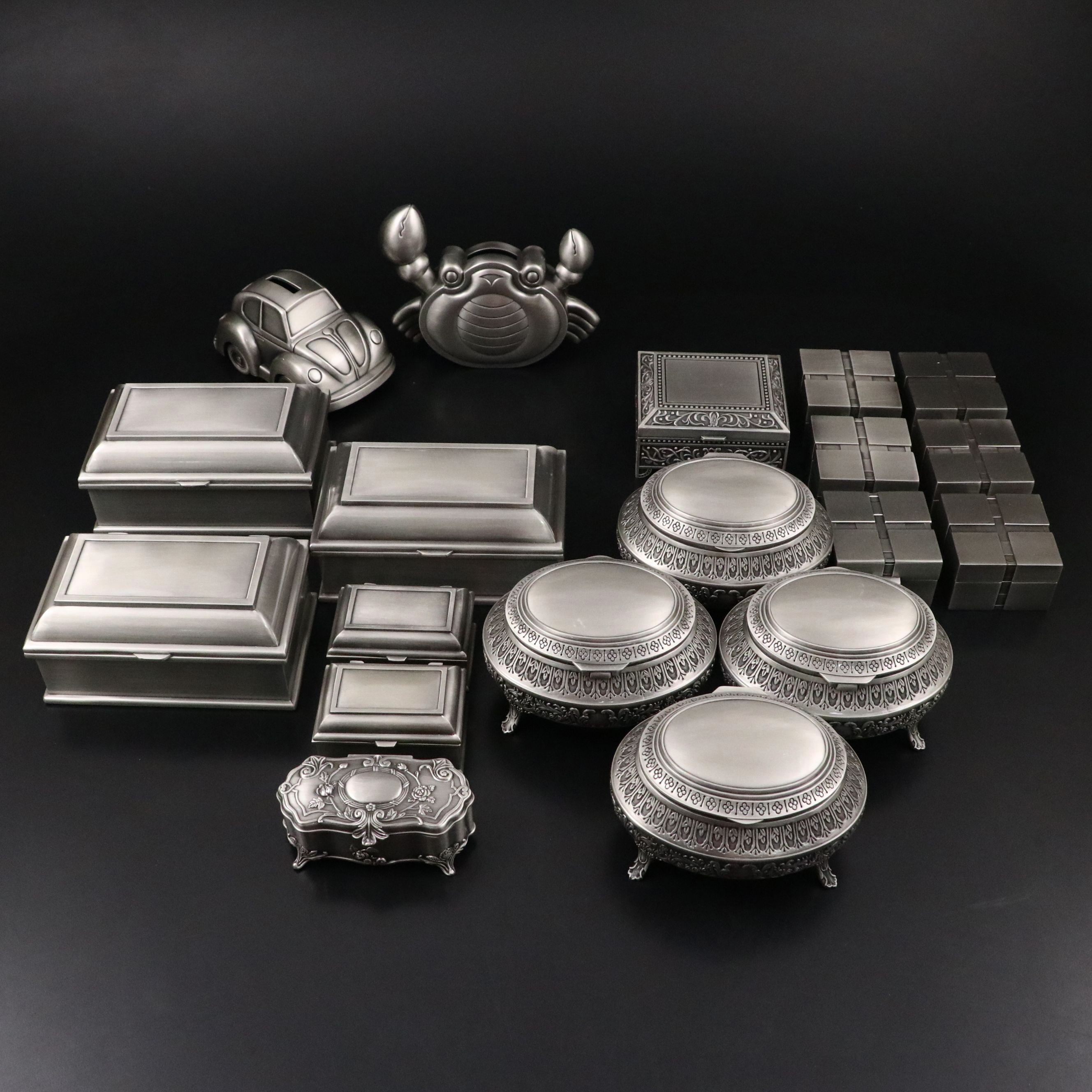 Assorted Metal Jewelry Boxes and Coin Banks