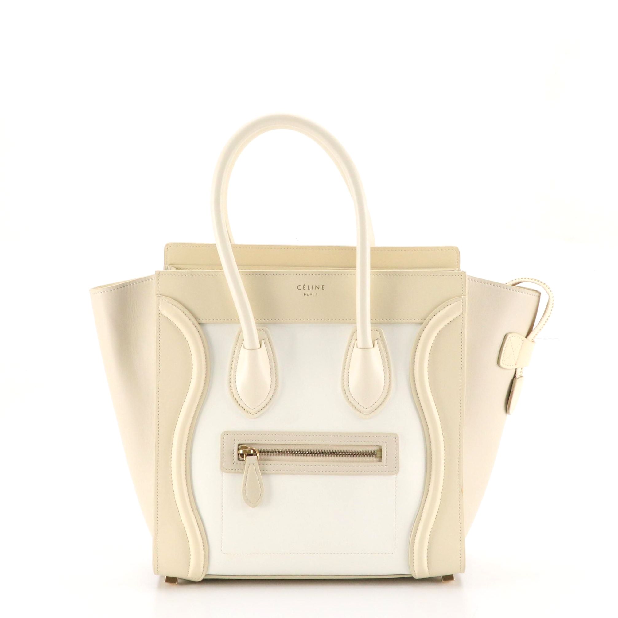 Céline Phantom Luggage Tote in Smooth Ivory and Bright White Calfskin Leather