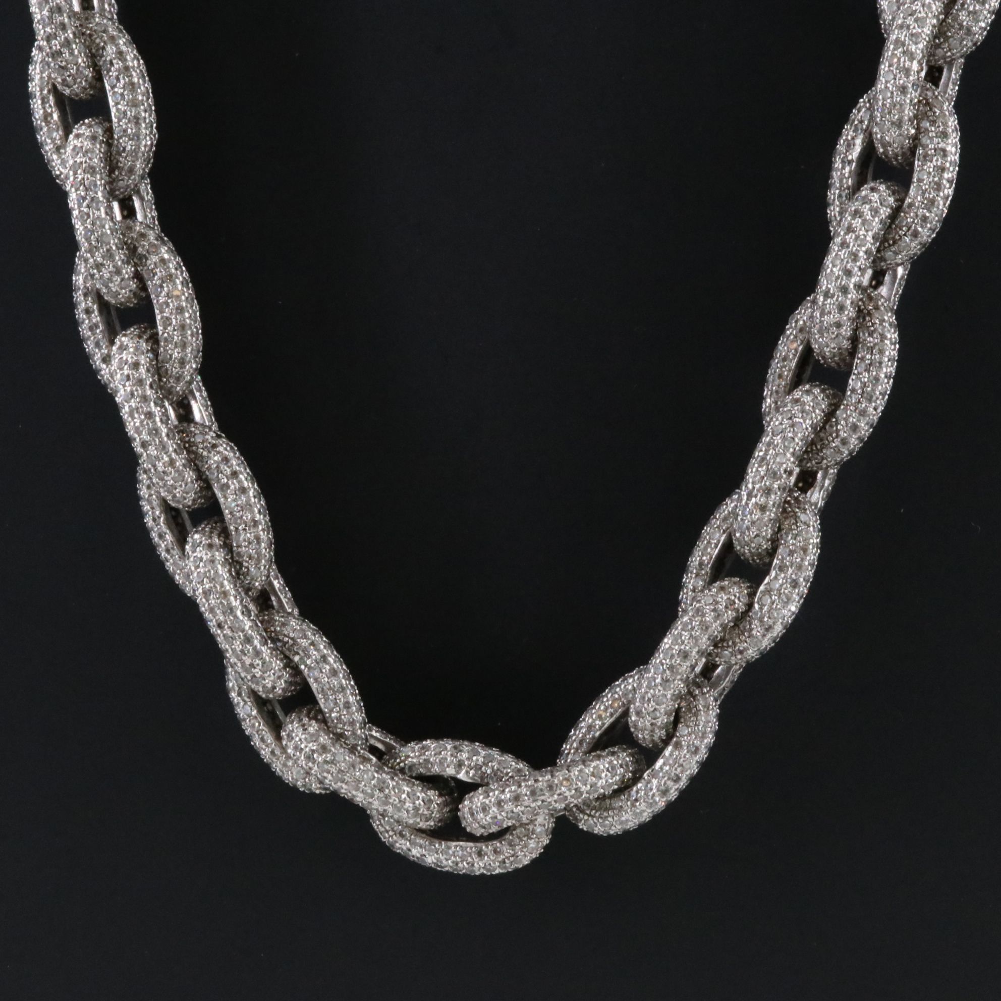 Sterling CZ Pave Chain Link Necklace