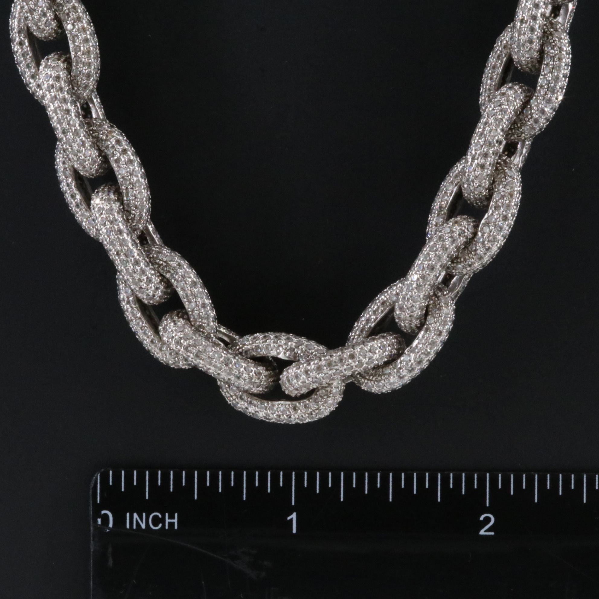 Sterling CZ Pave Chain Link Necklace
