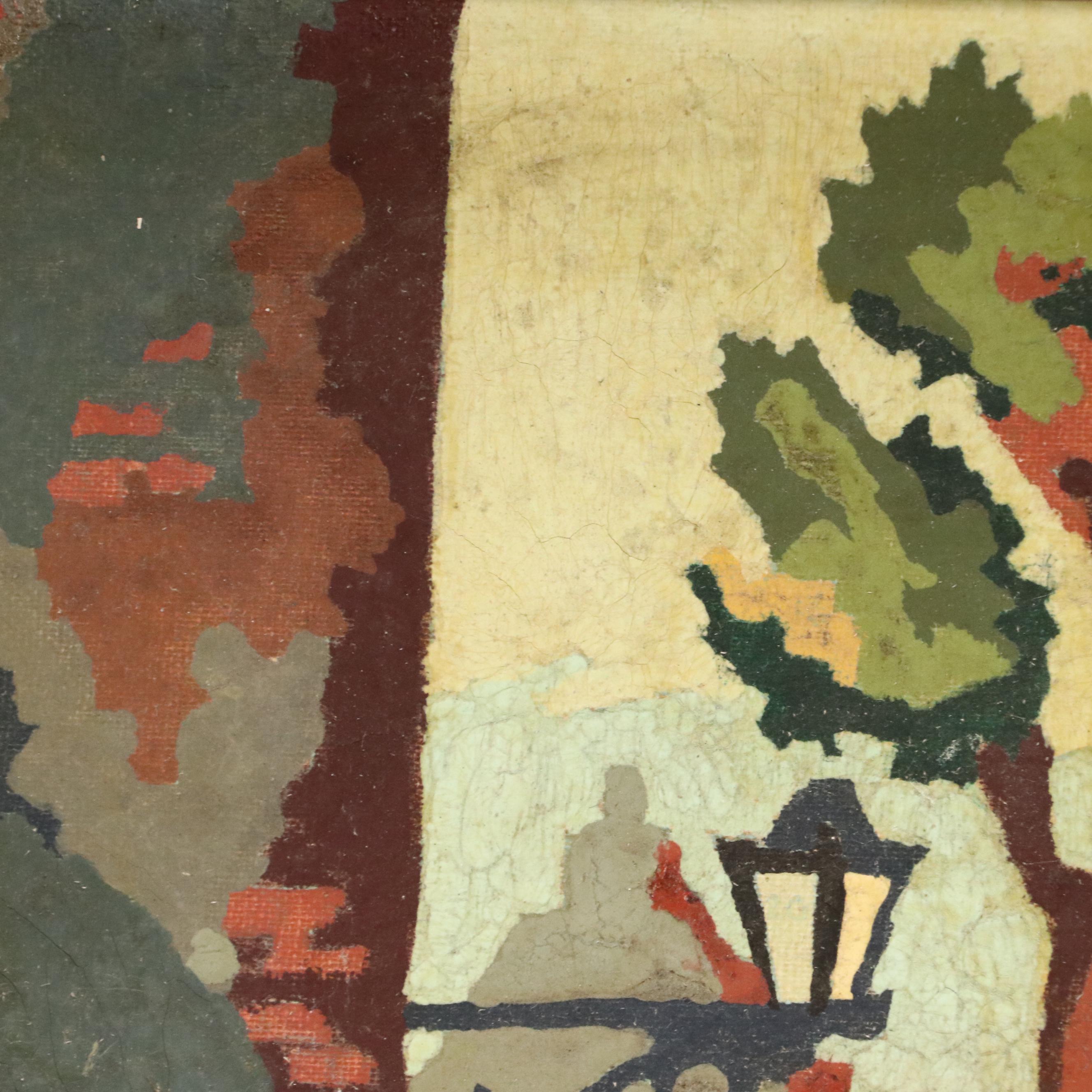 Parisian Street Scene Paint-by-Number Painting, Mid-20th Century