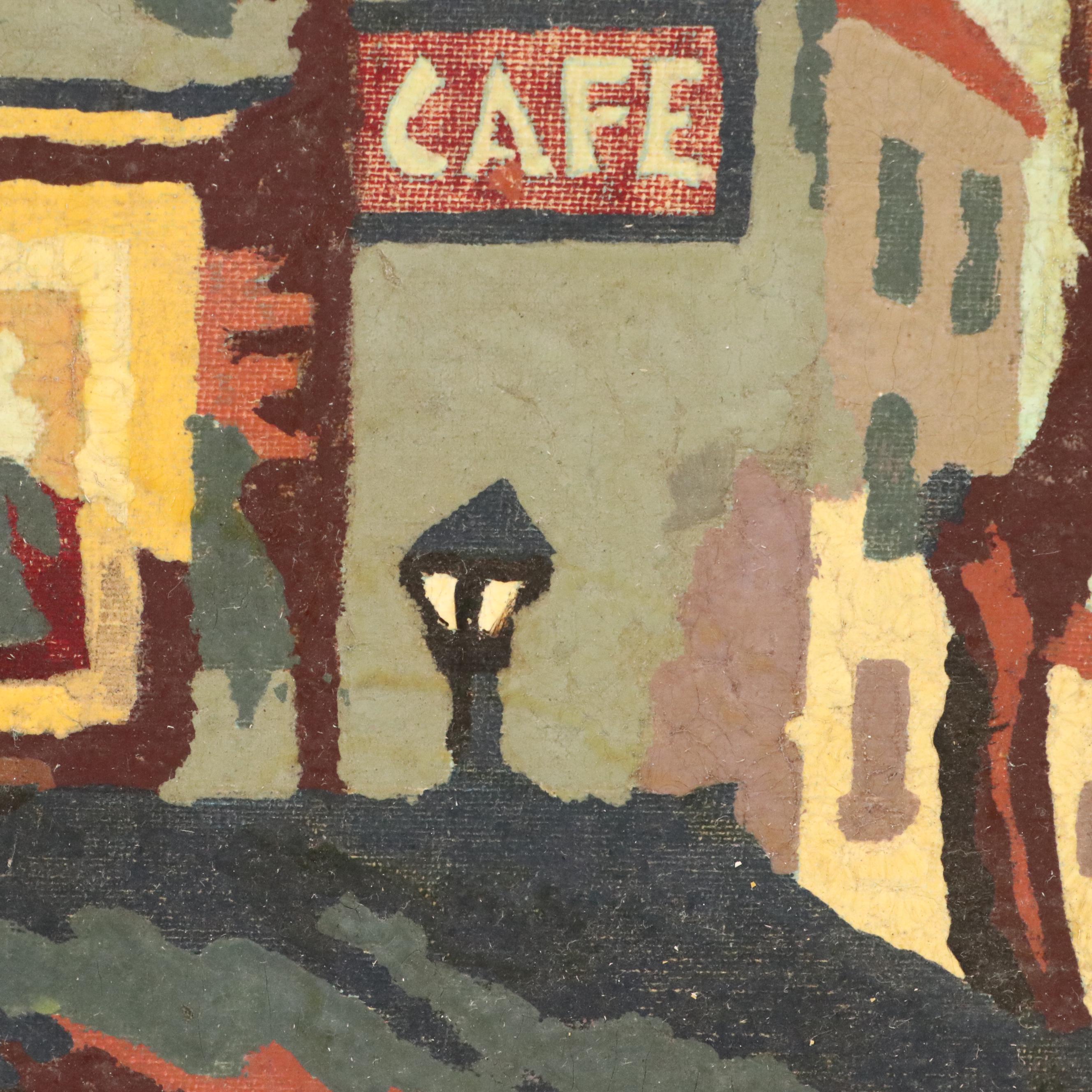 Parisian Street Scene Paint-by-Number Painting, Mid-20th Century