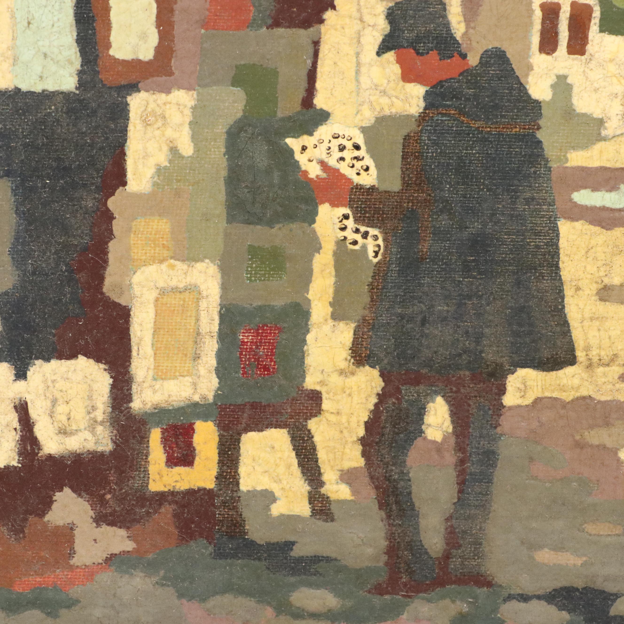 Parisian Street Scene Paint-by-Number Painting, Mid-20th Century